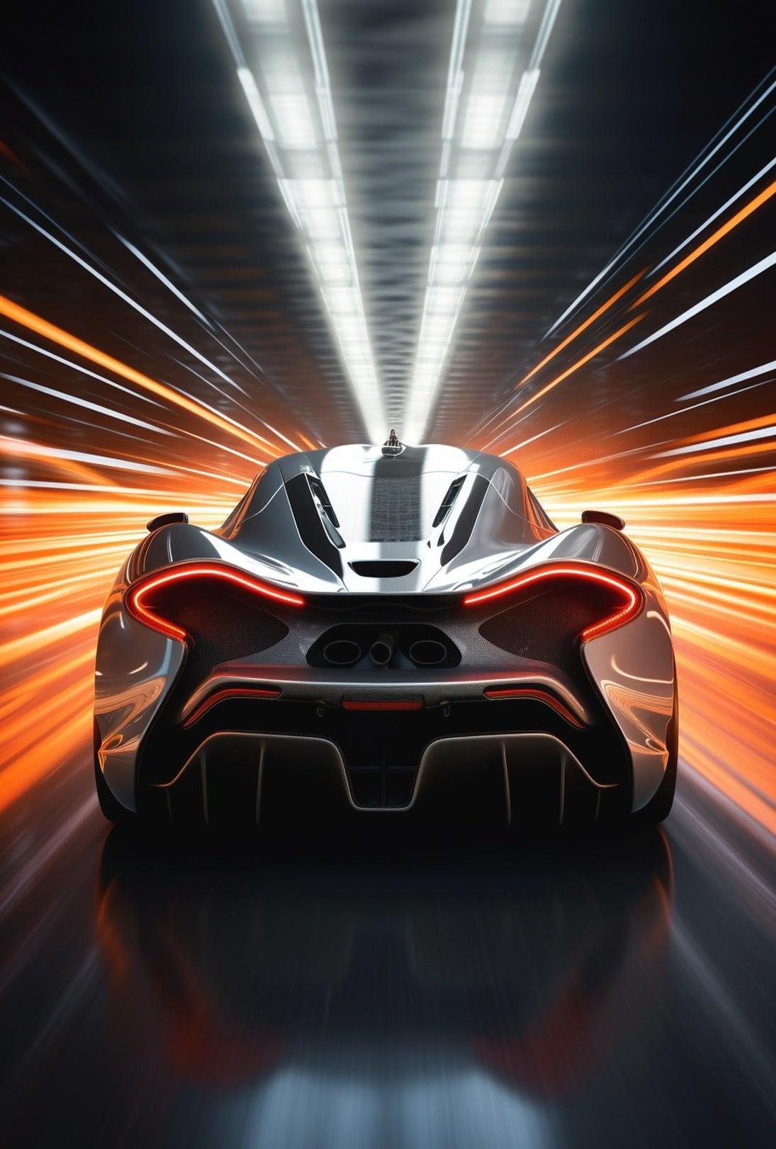 Sleek Modern Sports Car Racing Futuristic Sci-Fi Poster