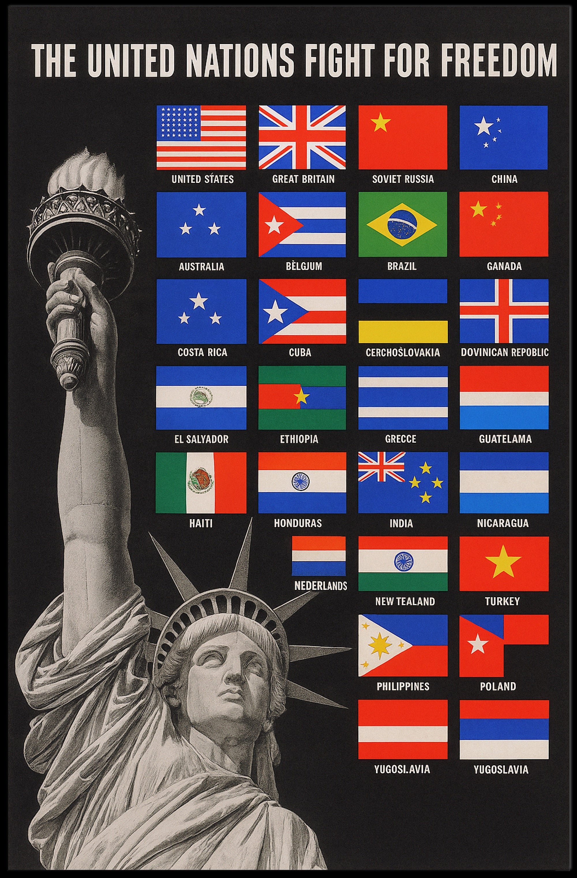 The United Nations Fight for Freedom Poster PosterGoat