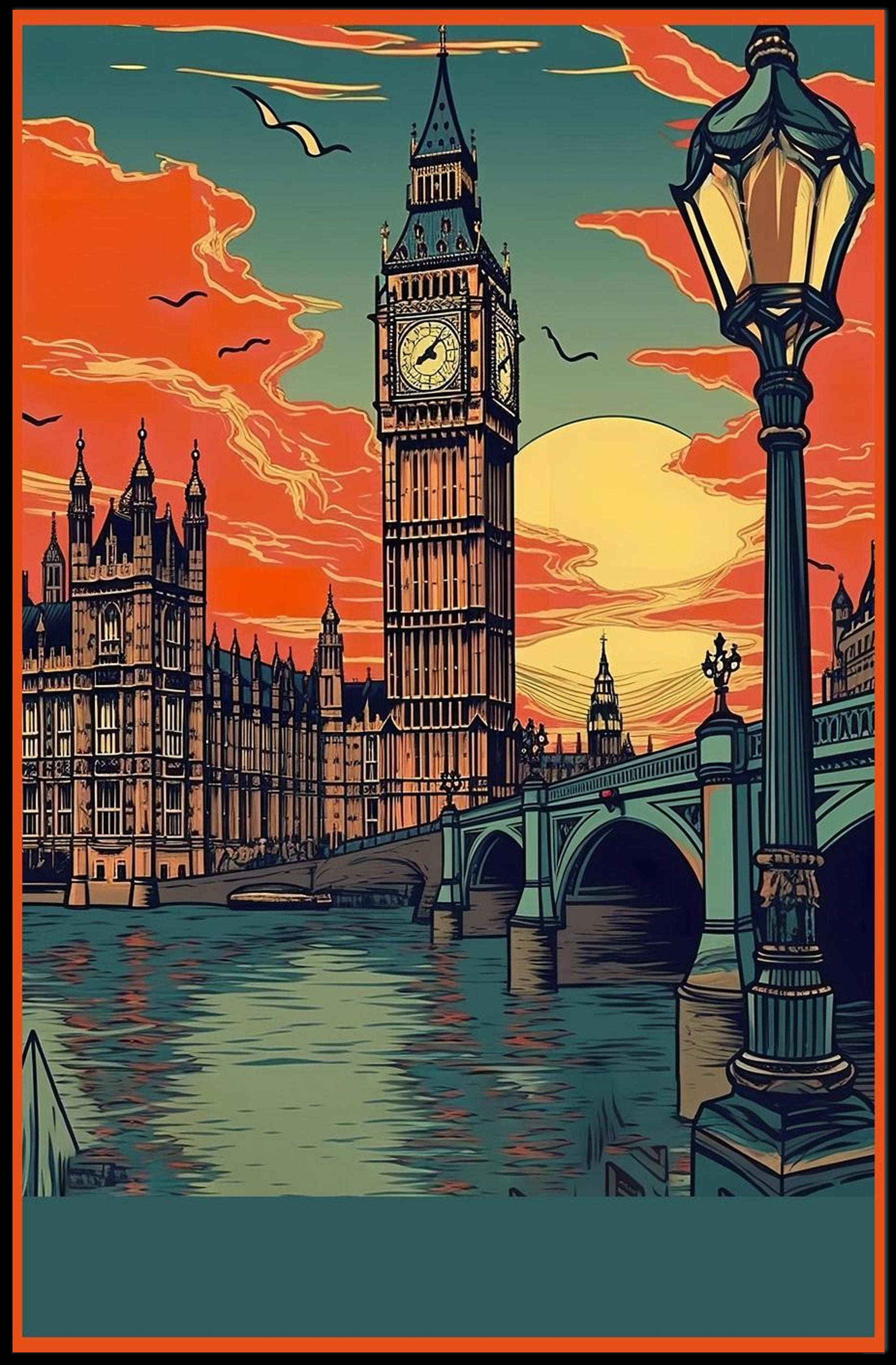 Sunset Over London Poster