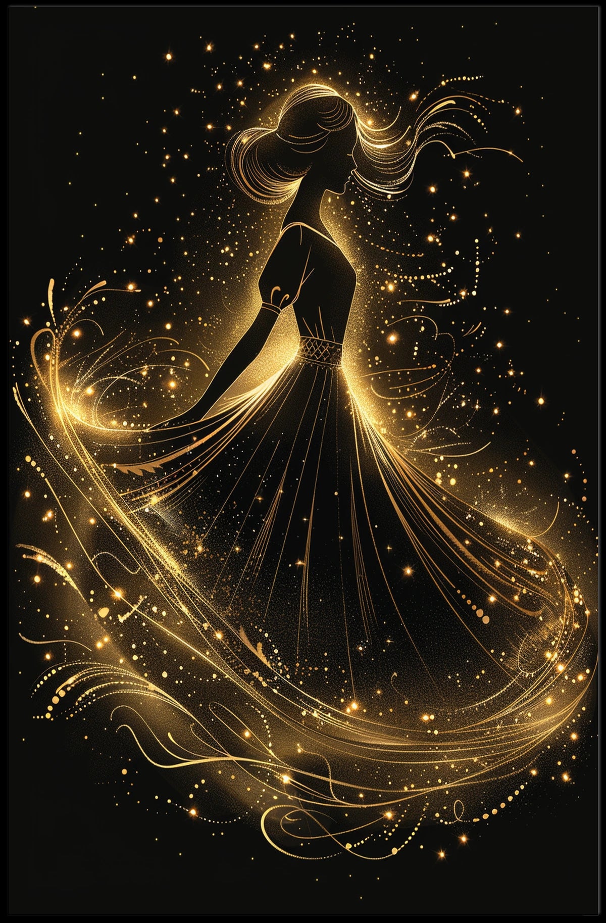 Elegant Dancing Woman Abstract Art Poster