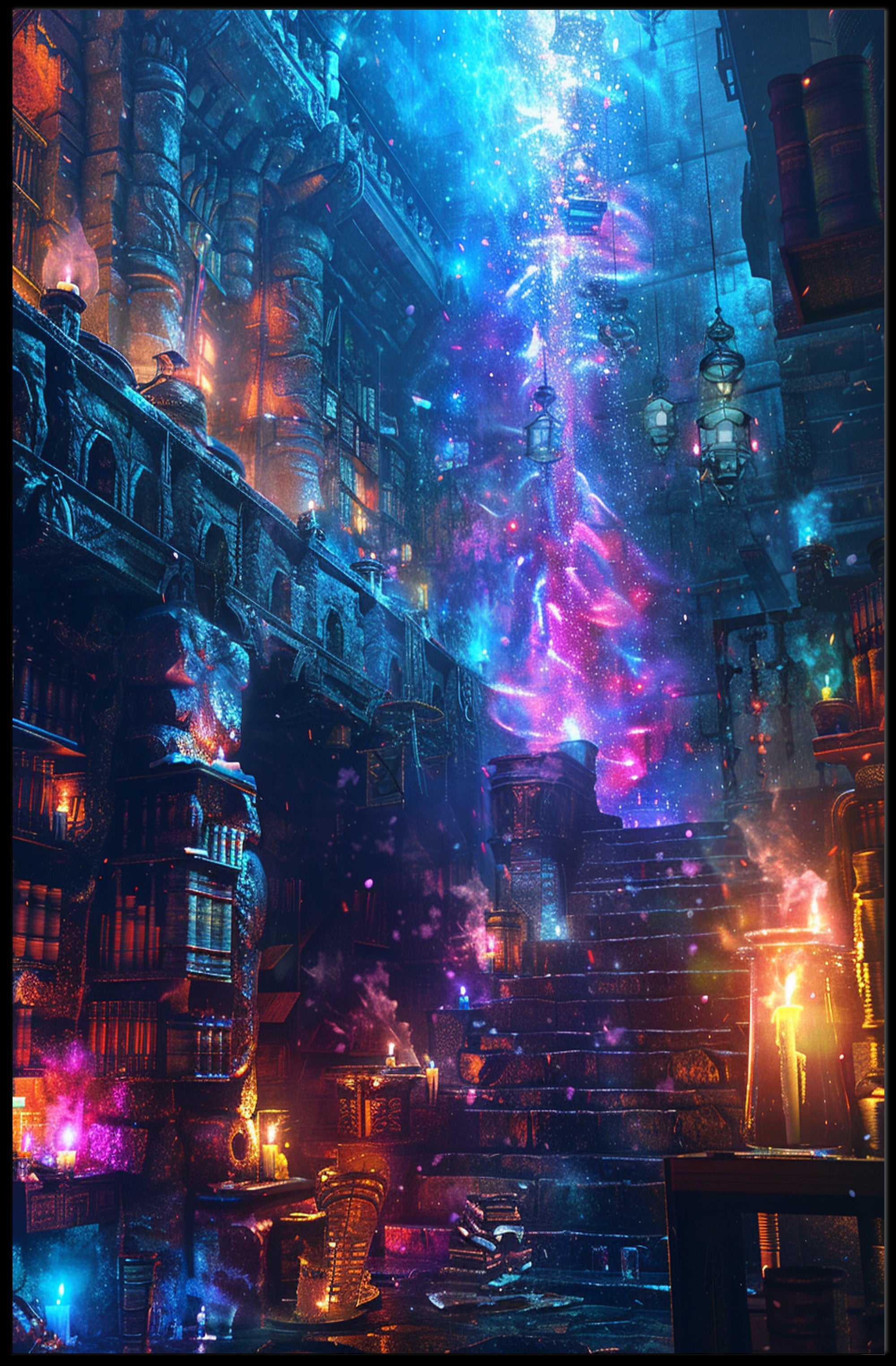 Mystical Library Enchantment Wall Art - Fantasy or Mythology Poster PosterGoat