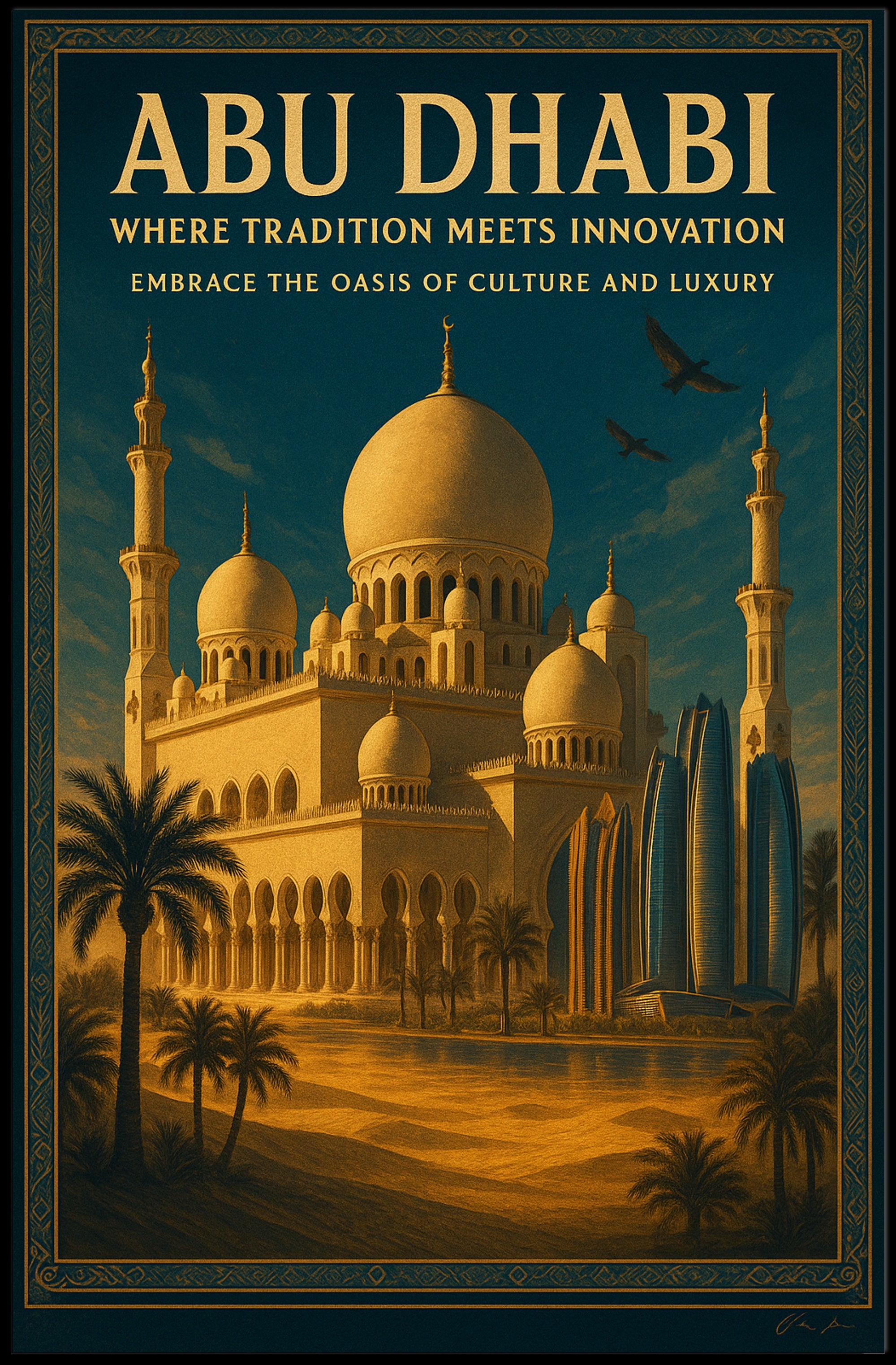 Abu Dhabi Fusion: Vintage Travel Poster