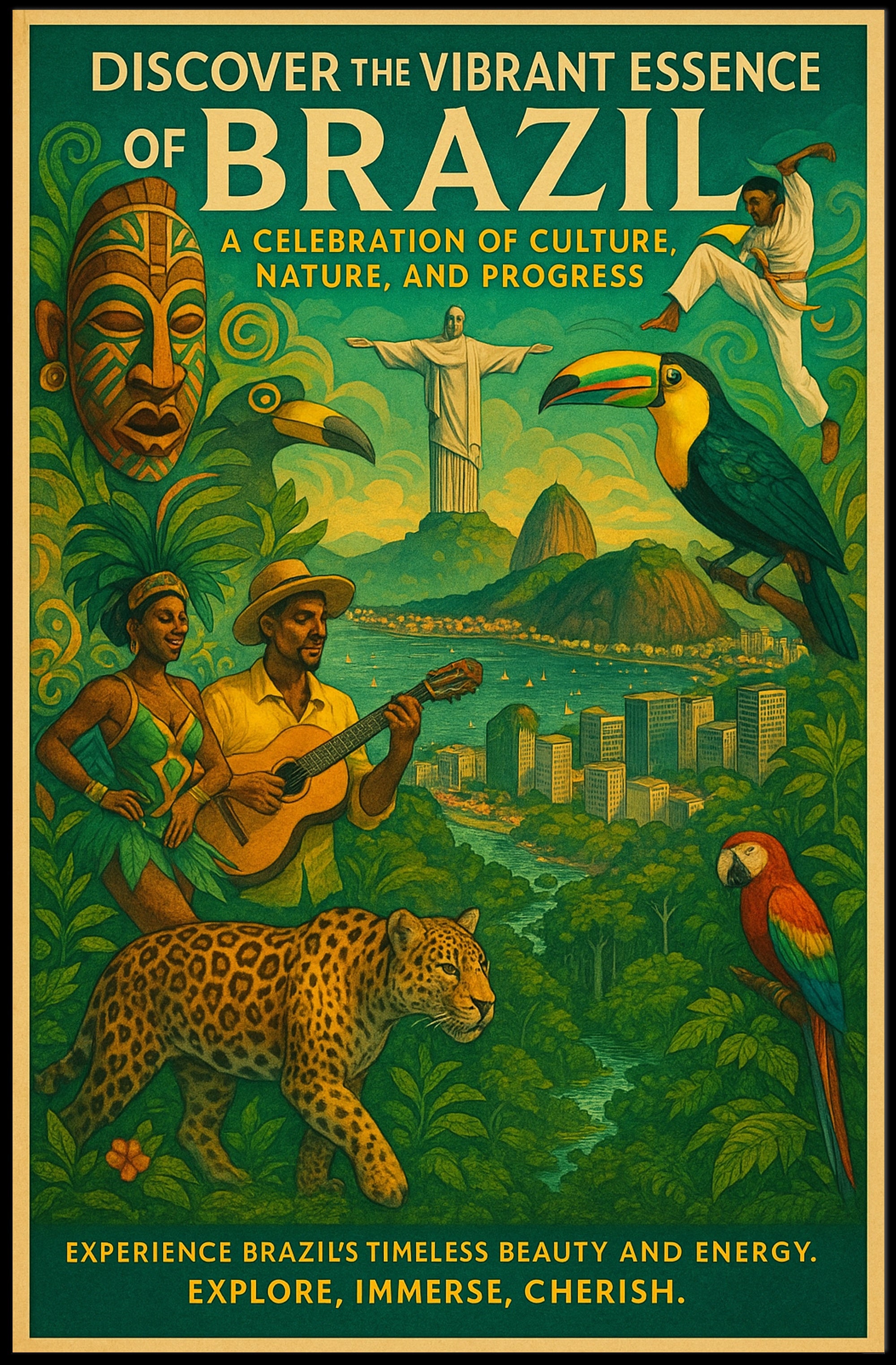 Discover the Vibrant Essence of Brazil Poster PosterGoat