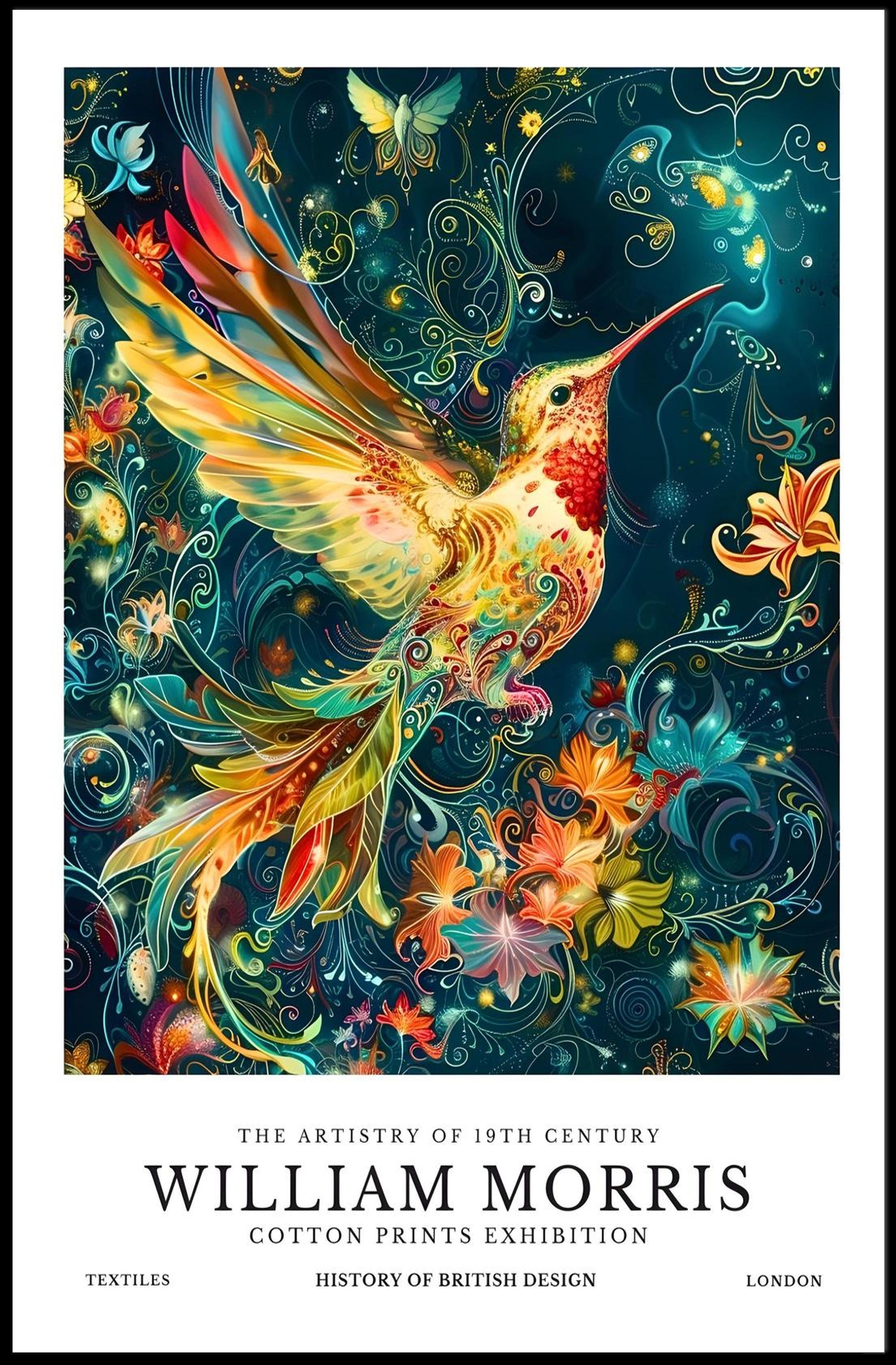 Artistic Heritage: Vibrant Bird in British Design Poster
