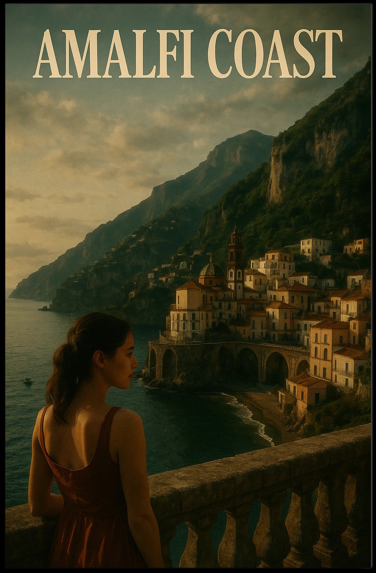 Amalfi Coast Poster Wall Art Coastal Decor 18x24 Premium