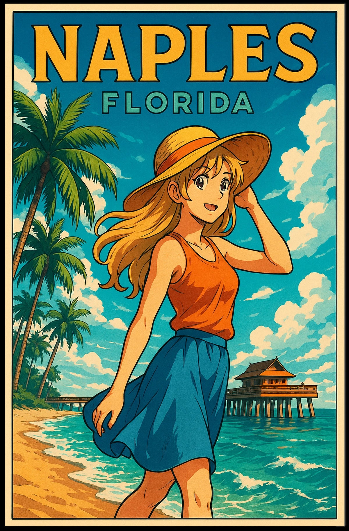 Naples Florida Beachside Bliss Poster Wall Art 18x24