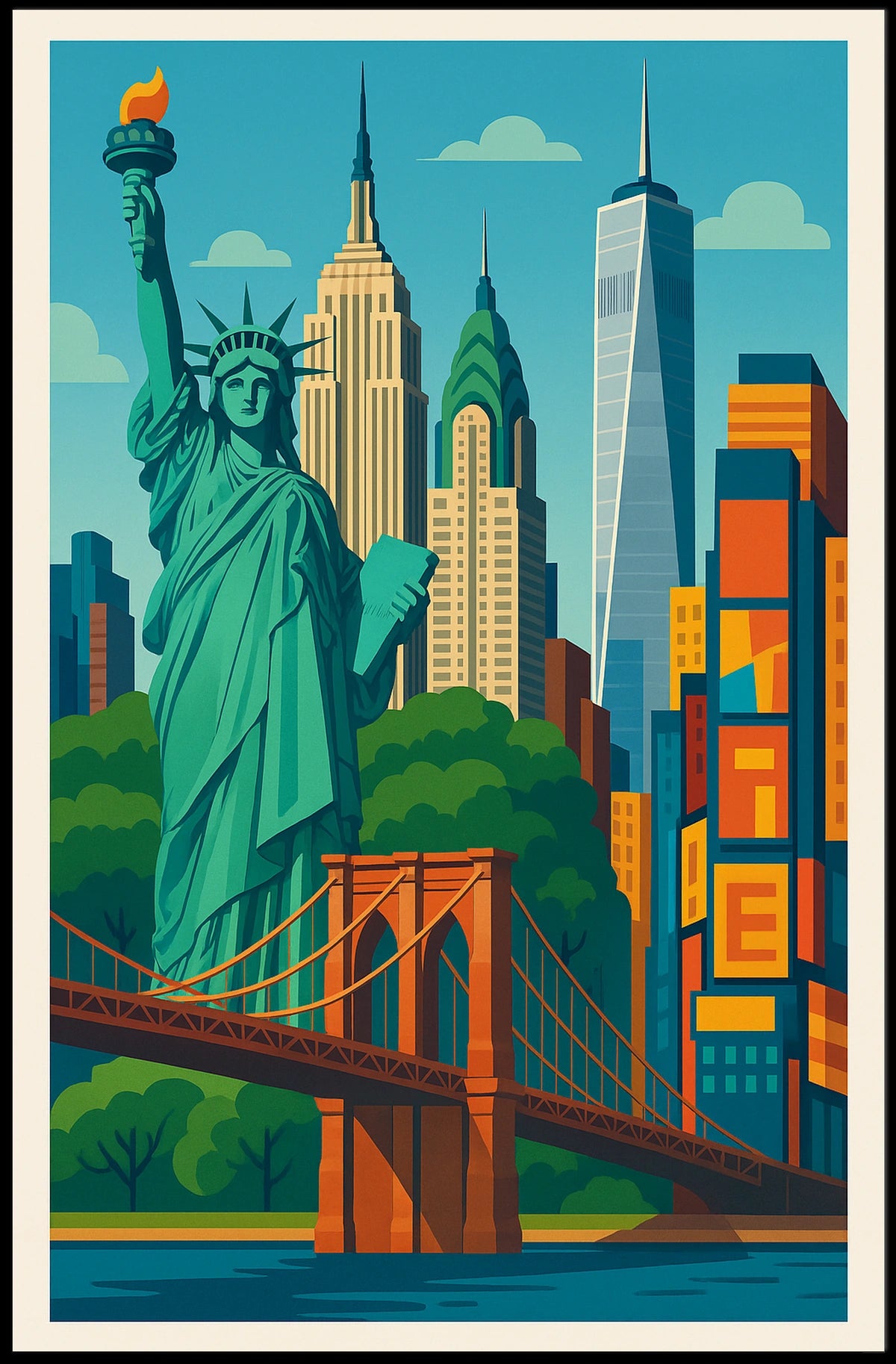 Iconic New York City Poster Vibrant Skyline Urban Decor