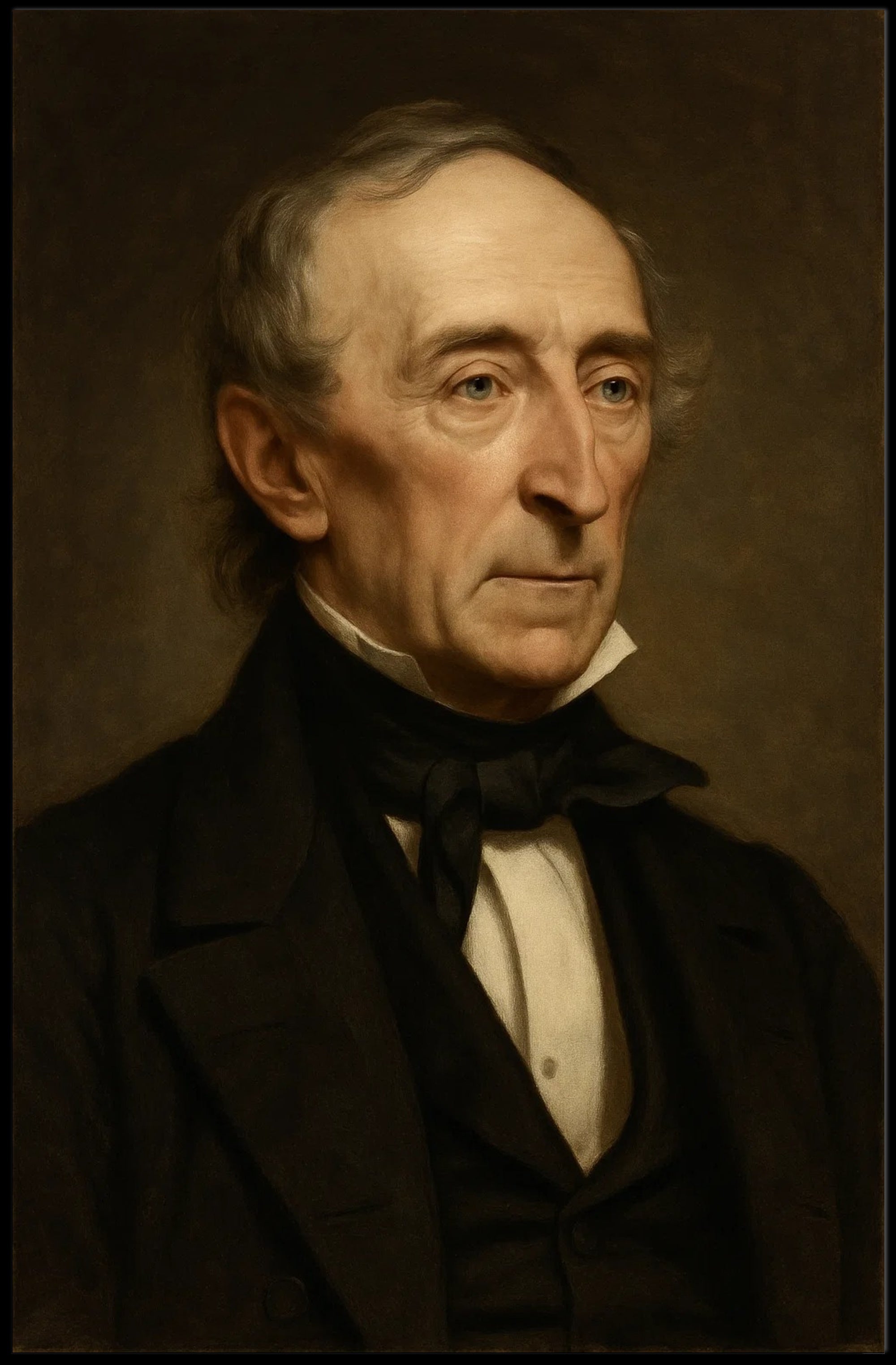 Elderly Gentleman Portrait in Artistic Oil Painting Style Poster
