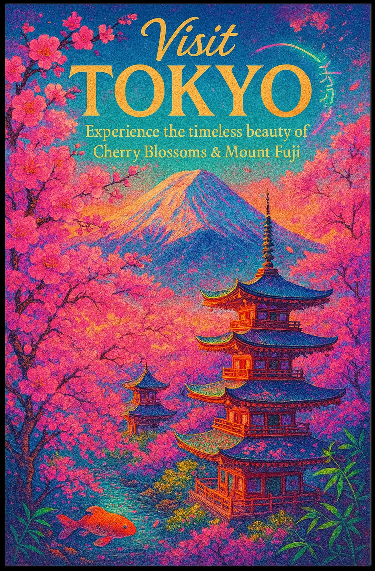 Visit Tokyo Cherry Blossoms Mount Poster