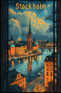 Stockholm Evening Skyline Poster