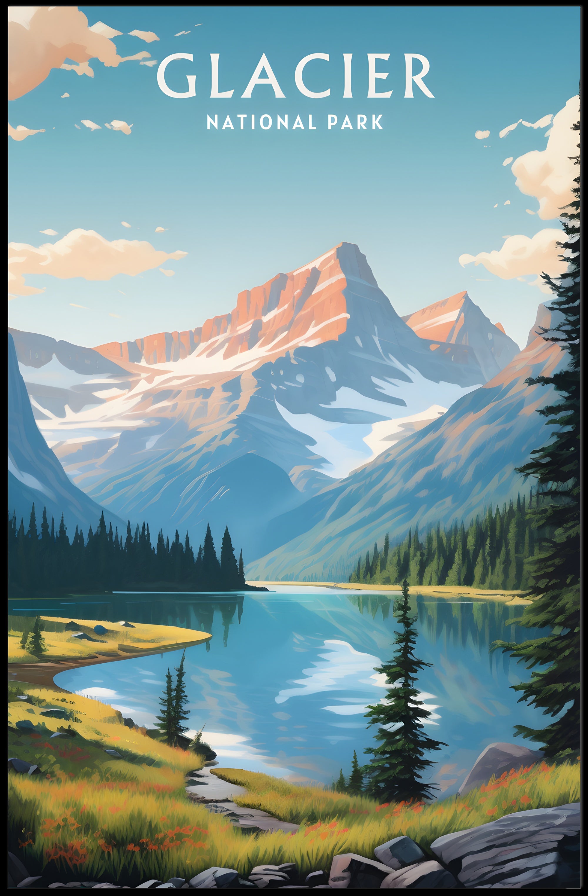 Serene Majesty of Glacier National Park Poster