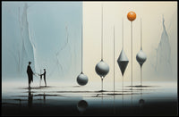 Surreal Silhouettes on Reflective Surface Artistic Poster