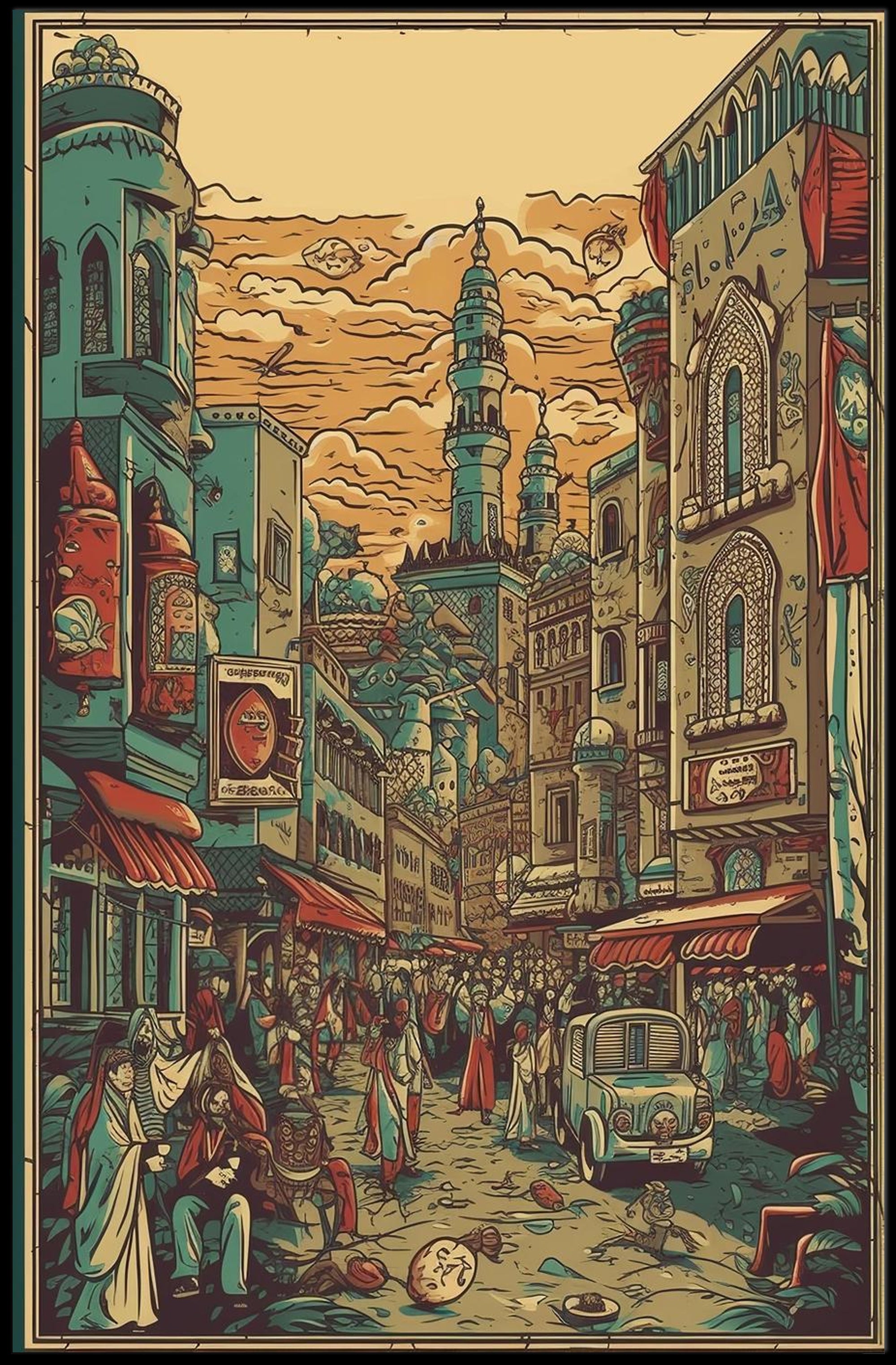 Vibrant Bazaar Street Poster