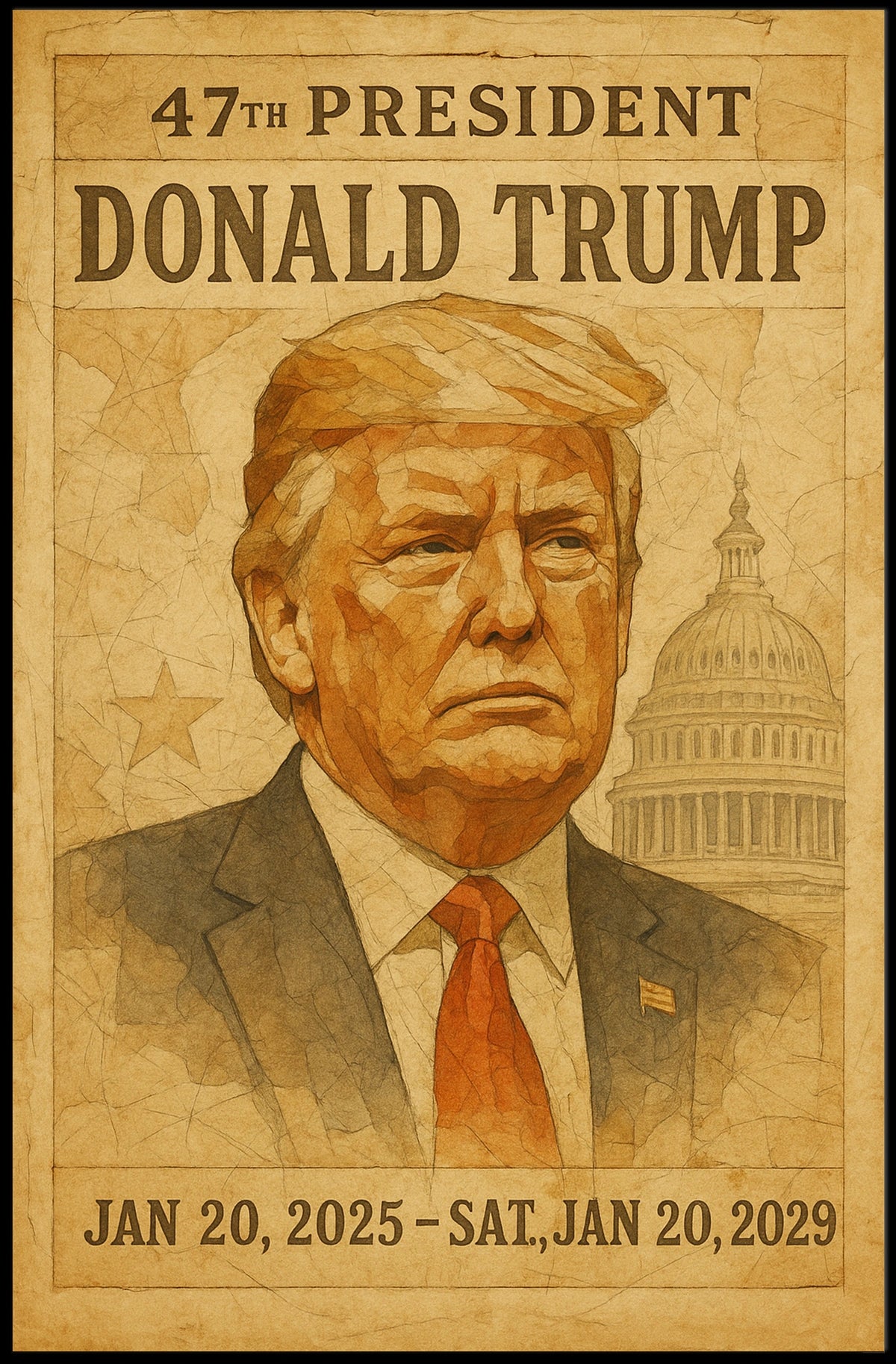 Donald Trump 47th President Vintage Collectible Poster