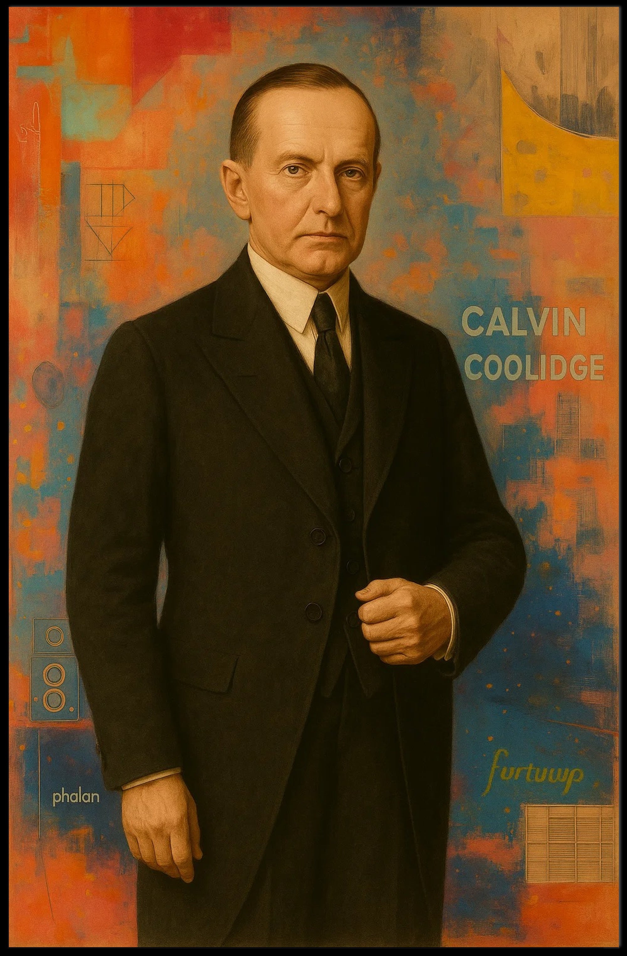 Calvin Coolidge Portrait Abstract Artistic Pop Culture Poster