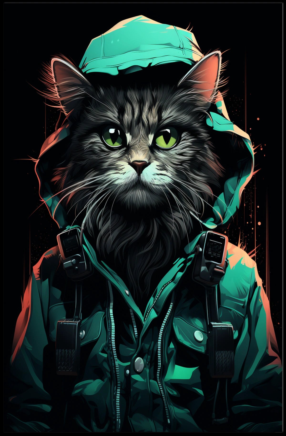 Anthropomorphic Cat Poster: Urban Fantasy Art Print