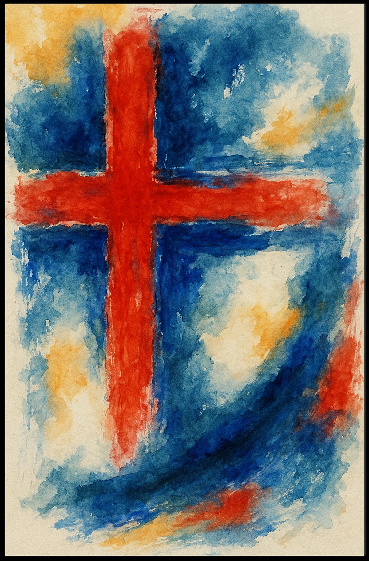 Abstract Cross In Watercolor Abstract Poster