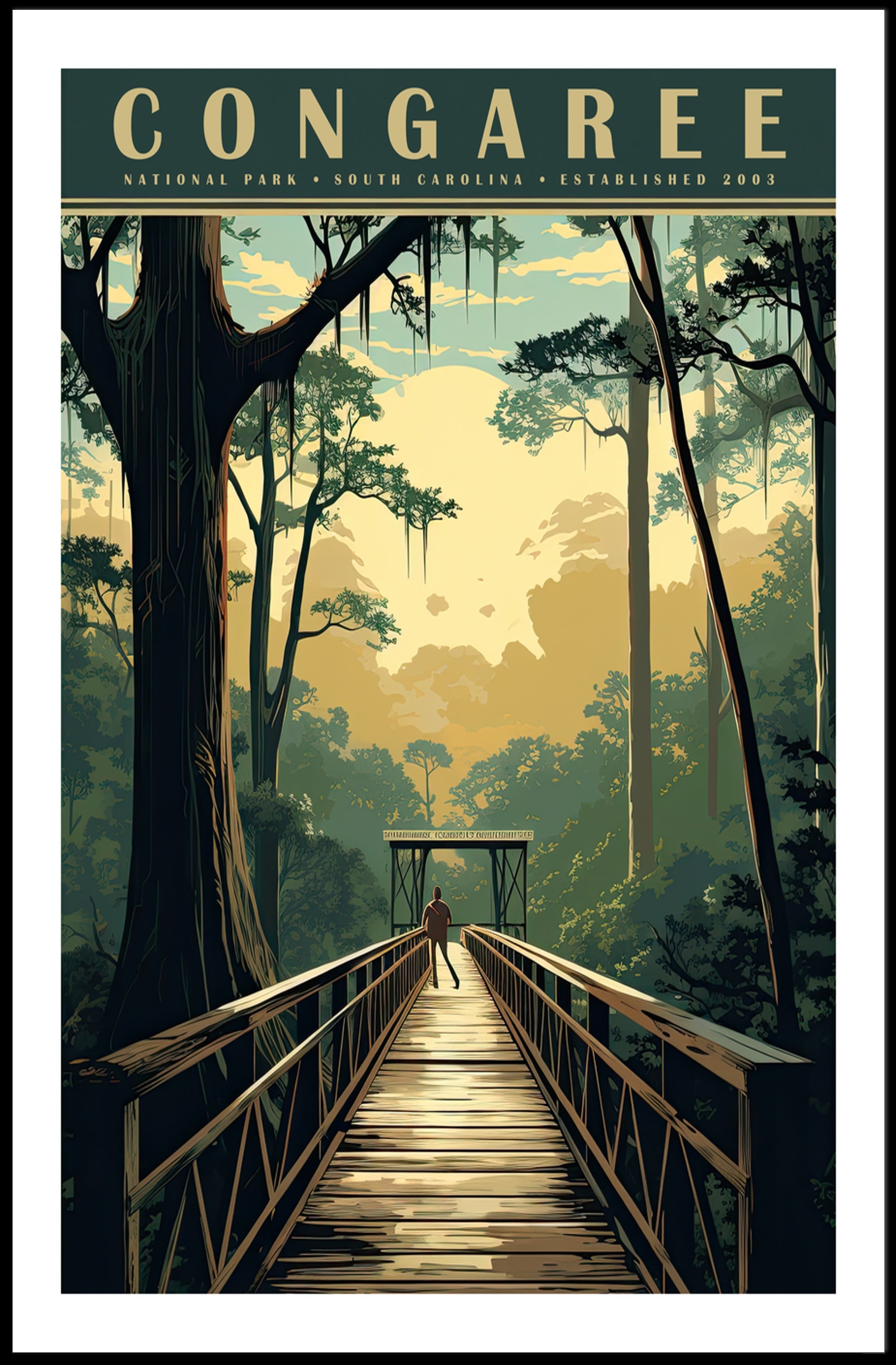 Congaree Travel Poster Vintage Scenic Wall Art