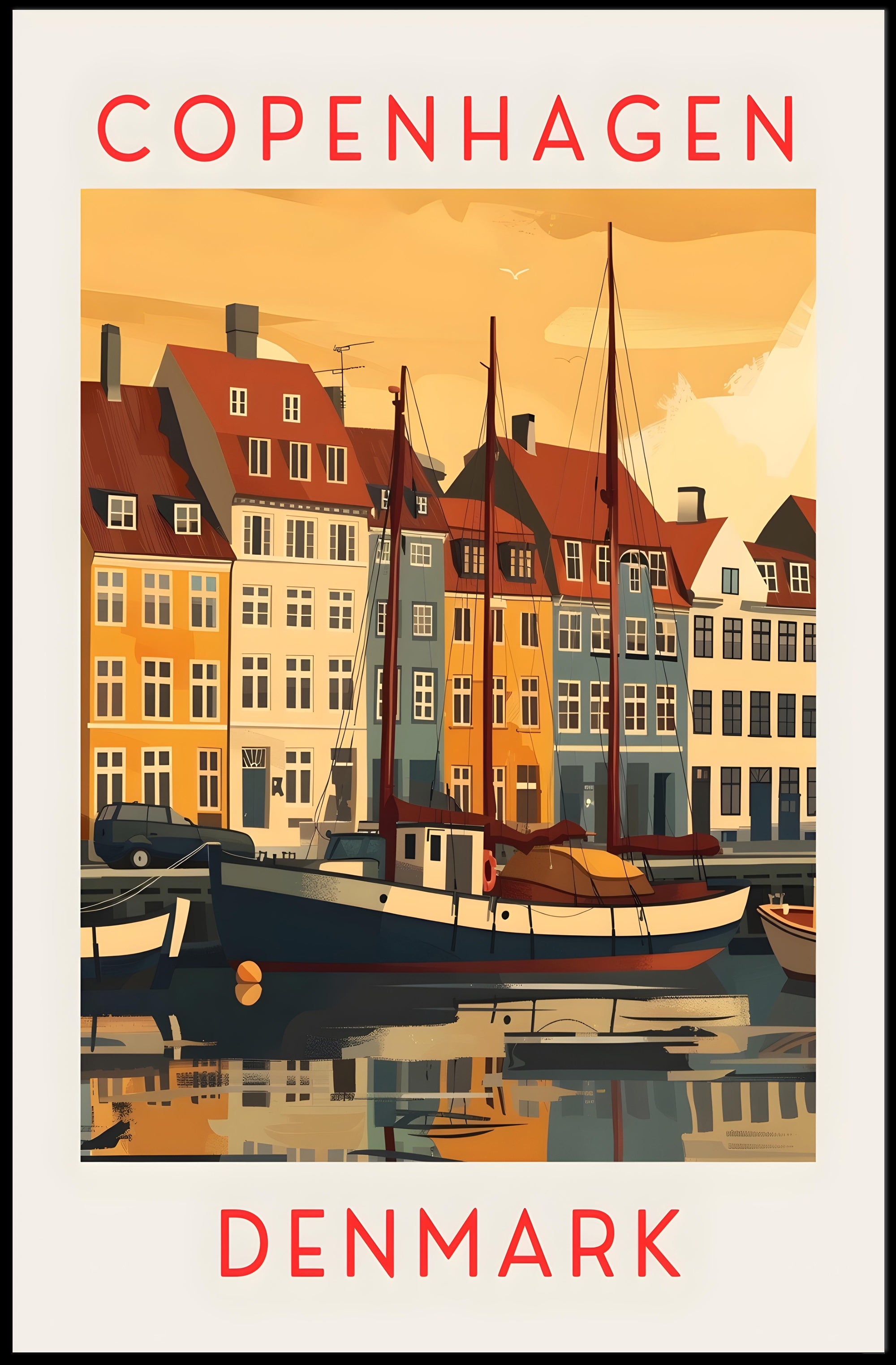 Copenhagen Harbor Scene Poster