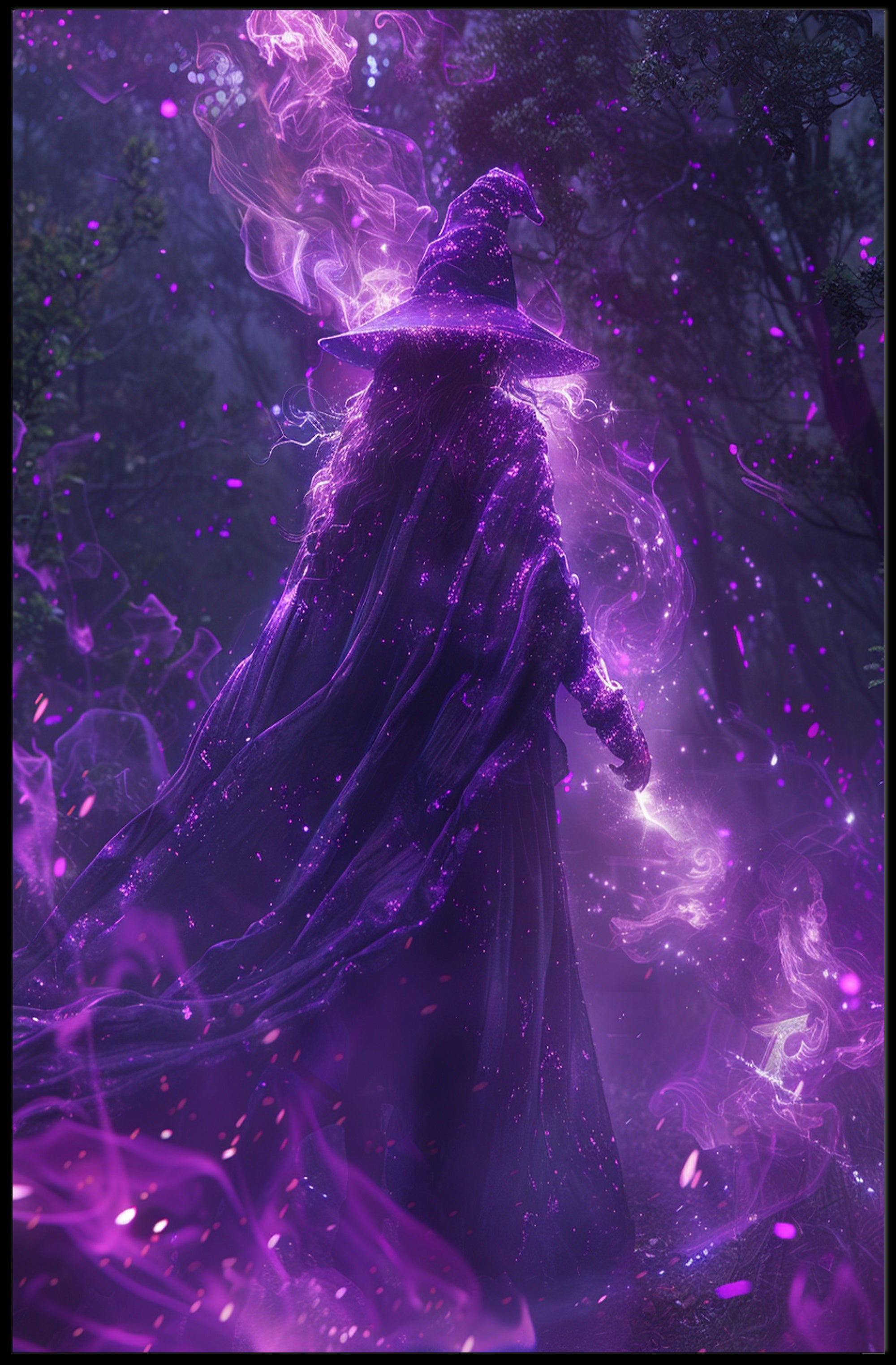 Enchanted Sorcerer in the Woods Art Print Poster PosterGoat