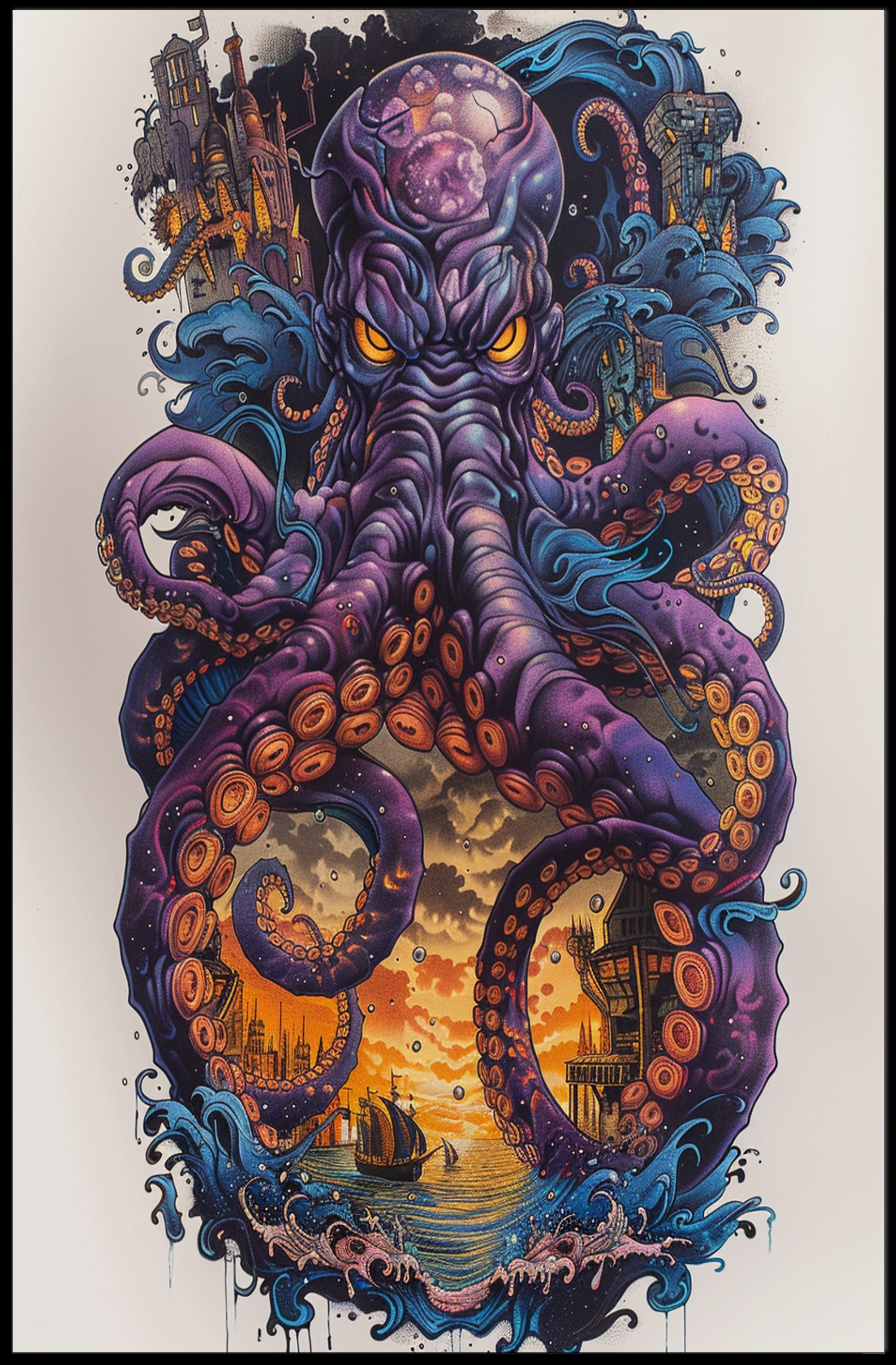 The Enigmatic Kraken Art Print Poster for Home Decor and Wall Art PosterGoat