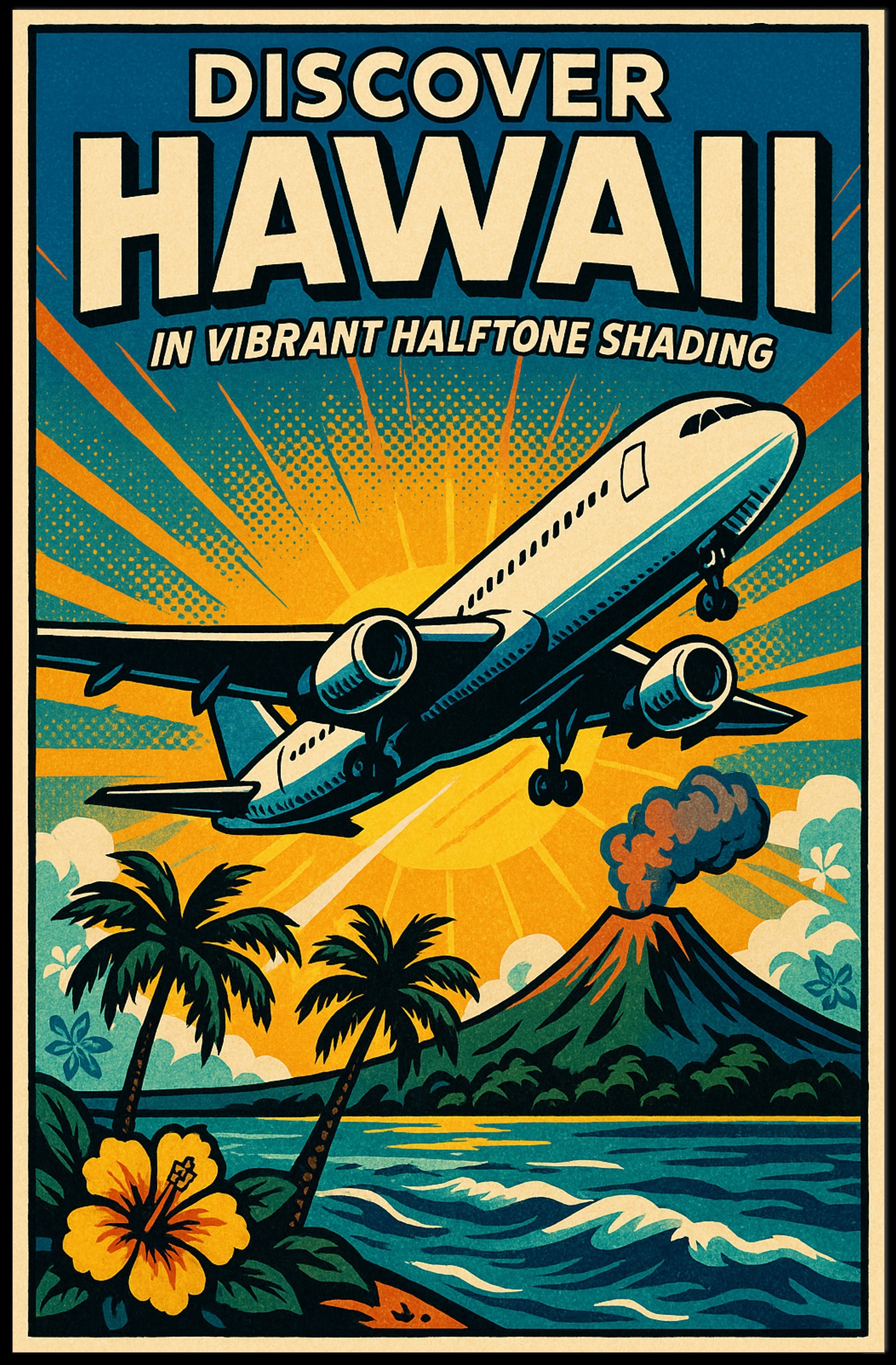 Discover Hawaii Vibrant Halftone Poster PosterGoat