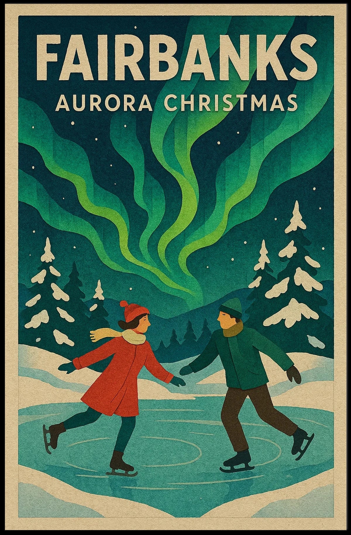 Fairbanks Aurora Christmas Poster