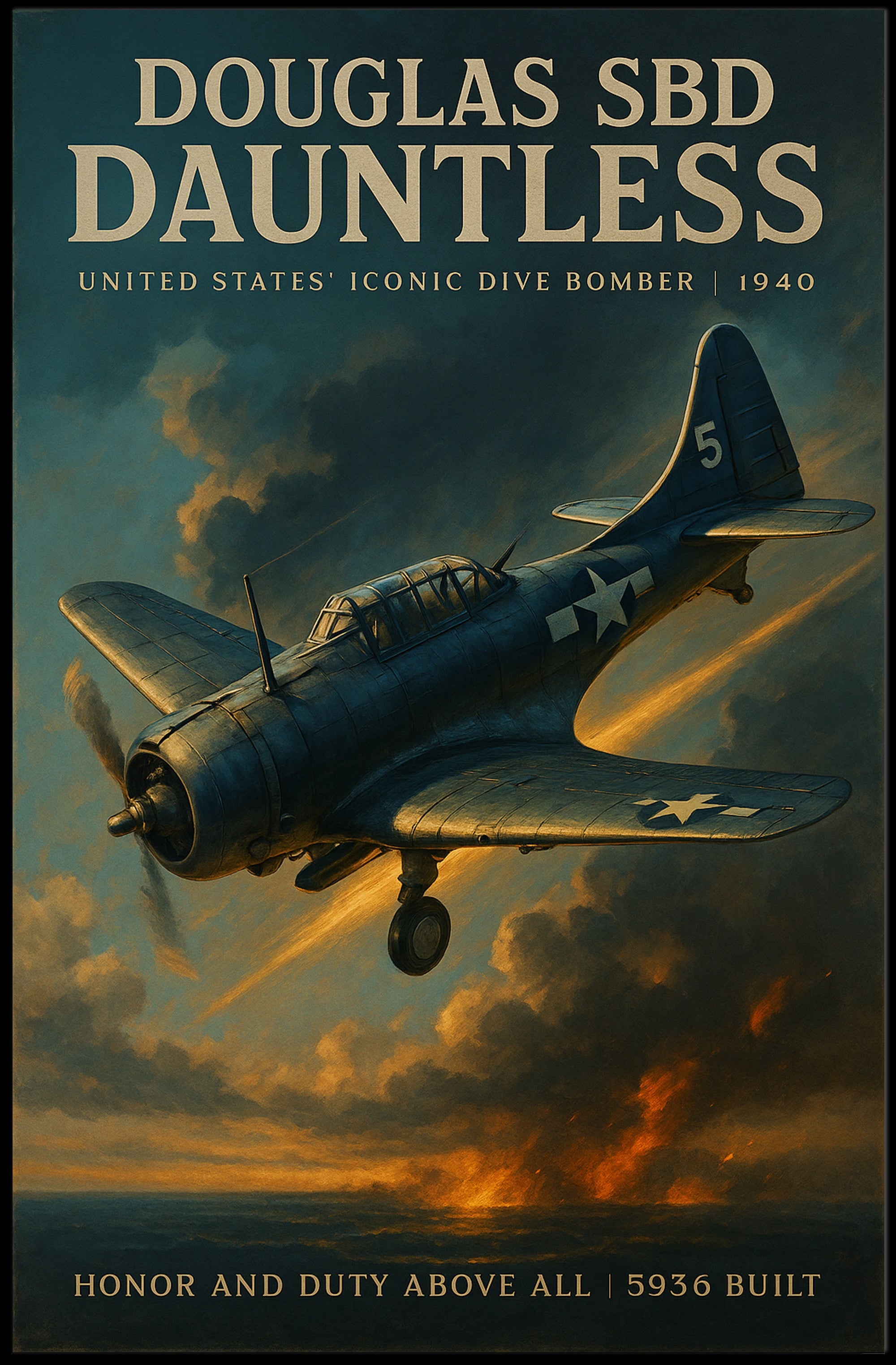 Dauntless Douglas SBD Vintage Aviation Poster