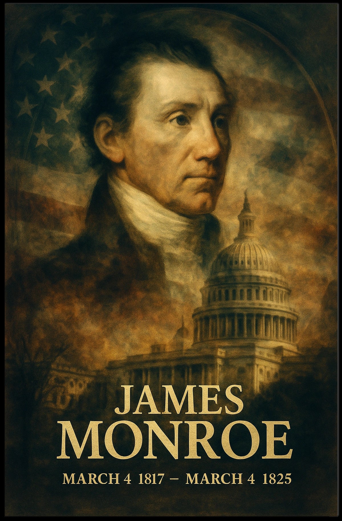 James Monroe 5th President of the United States Double Exposure Poster