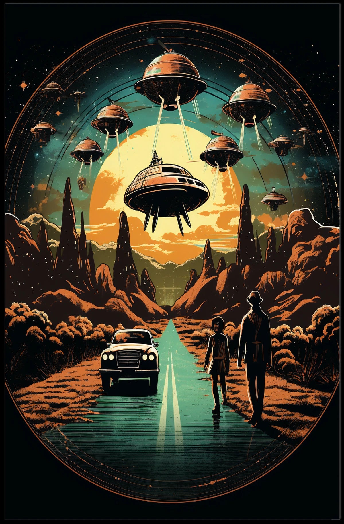 Cosmic Encounter on the Open Road Poster