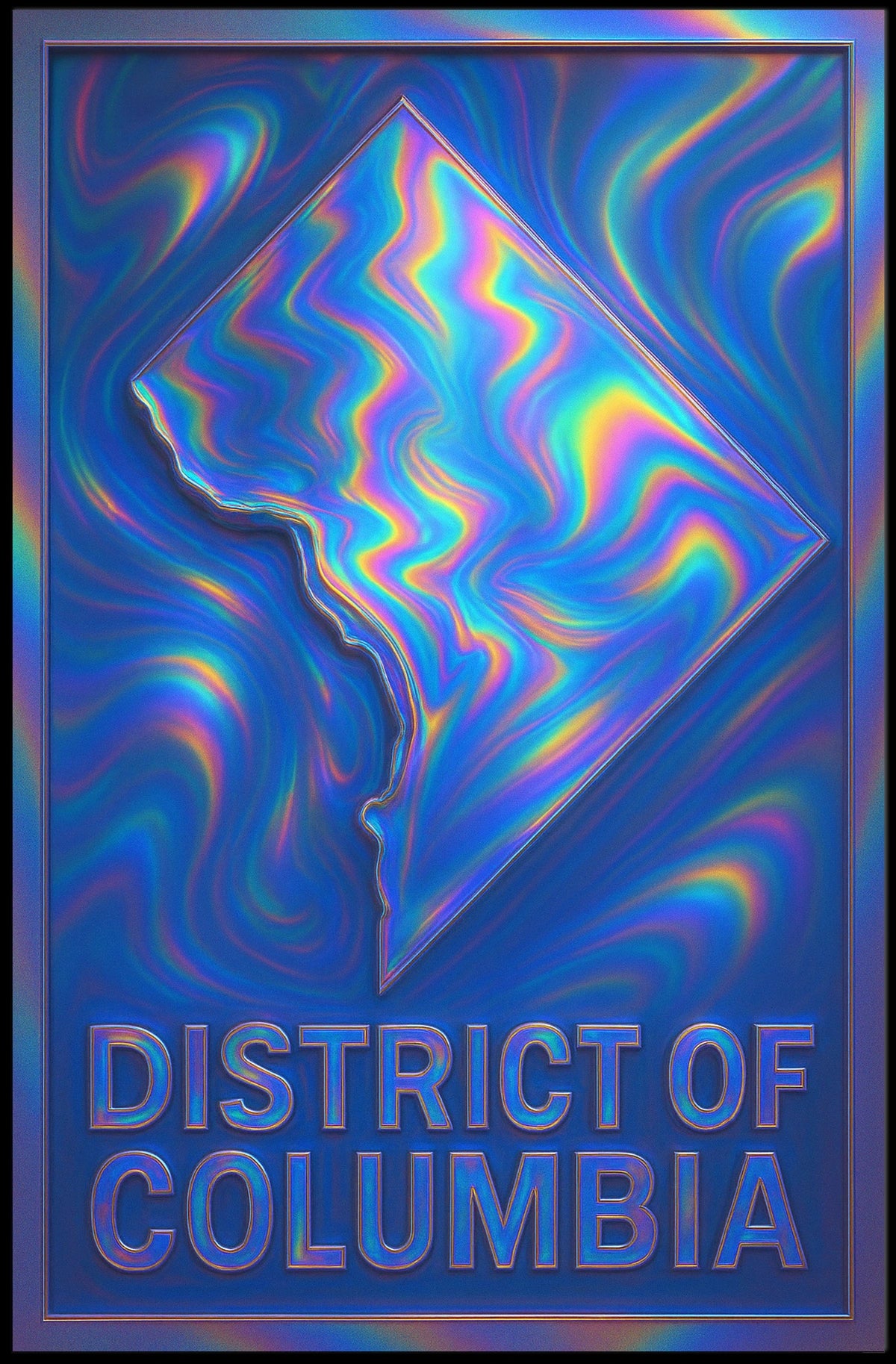 District Of Columbia Vibrant Map Art Poster