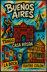 Buenos Aires Highlights Vintage Poster Print PosterGoat
