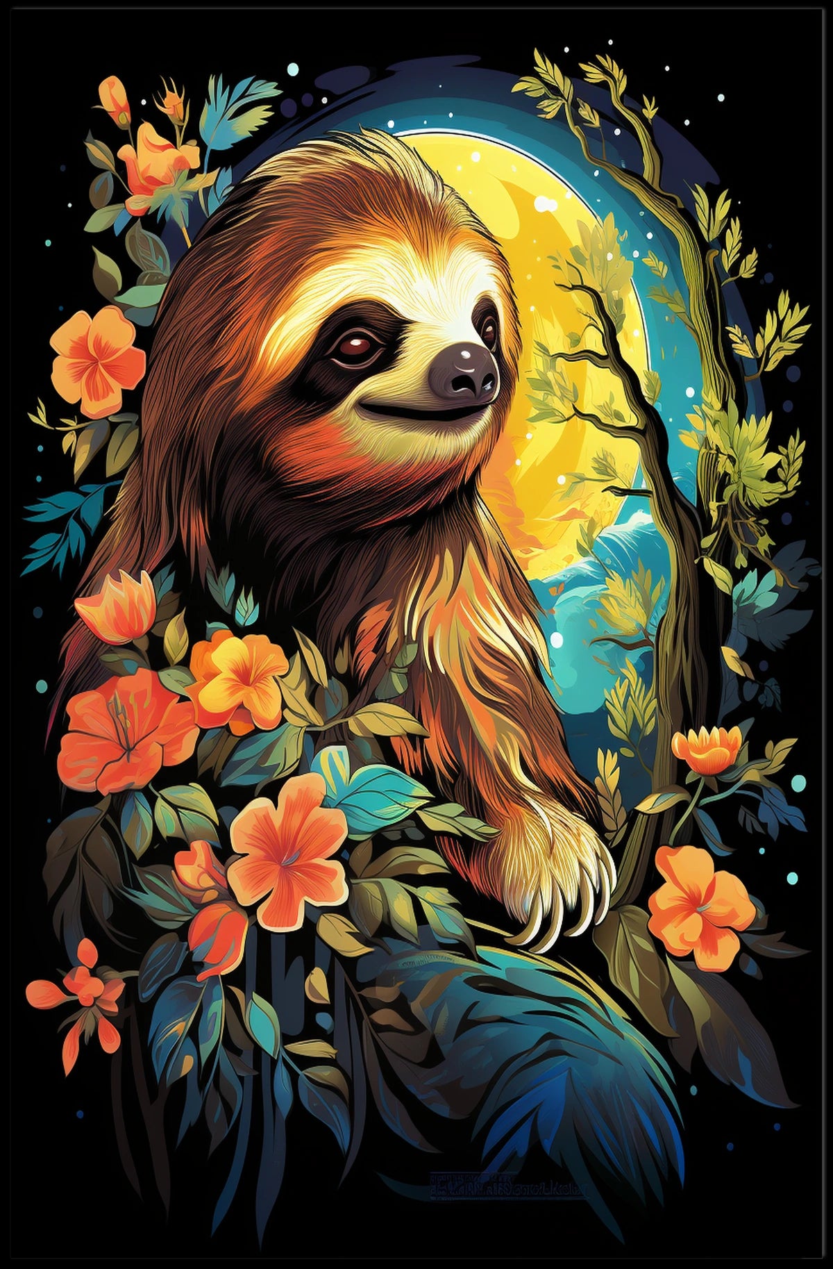 Serene Sloth In Bloom Poster