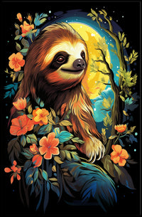 Serene Sloth In Bloom Poster