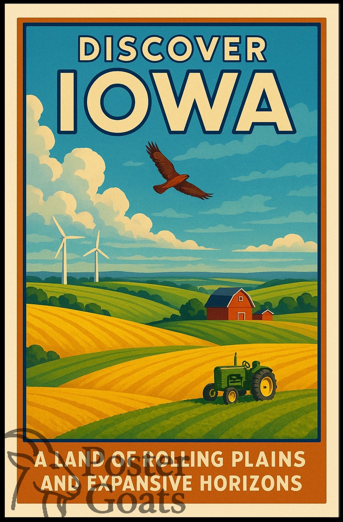 Discover Iowa's Tranquil Beauty: Vintage Travel Poster