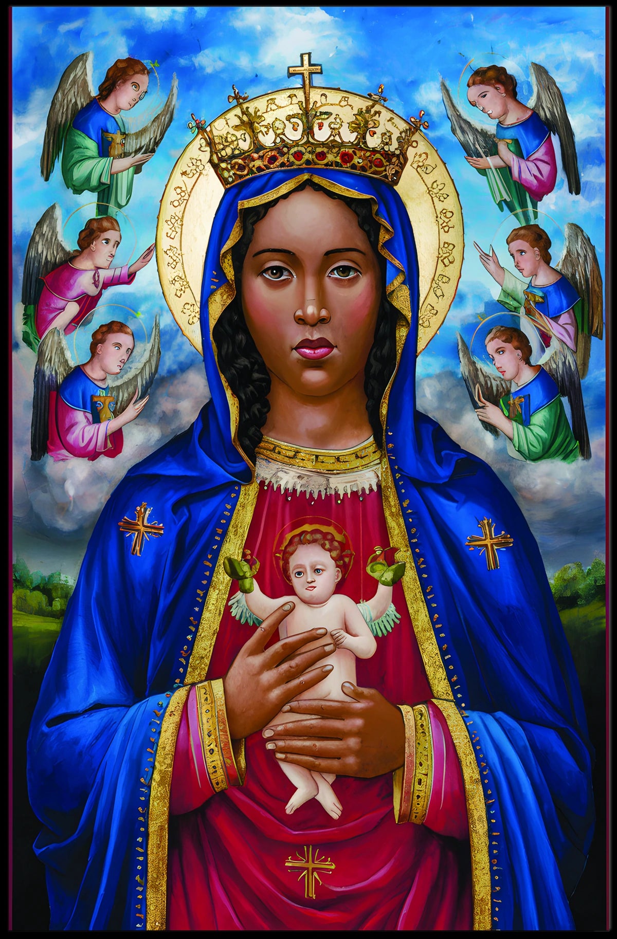 Virgin Mary Angels Poster