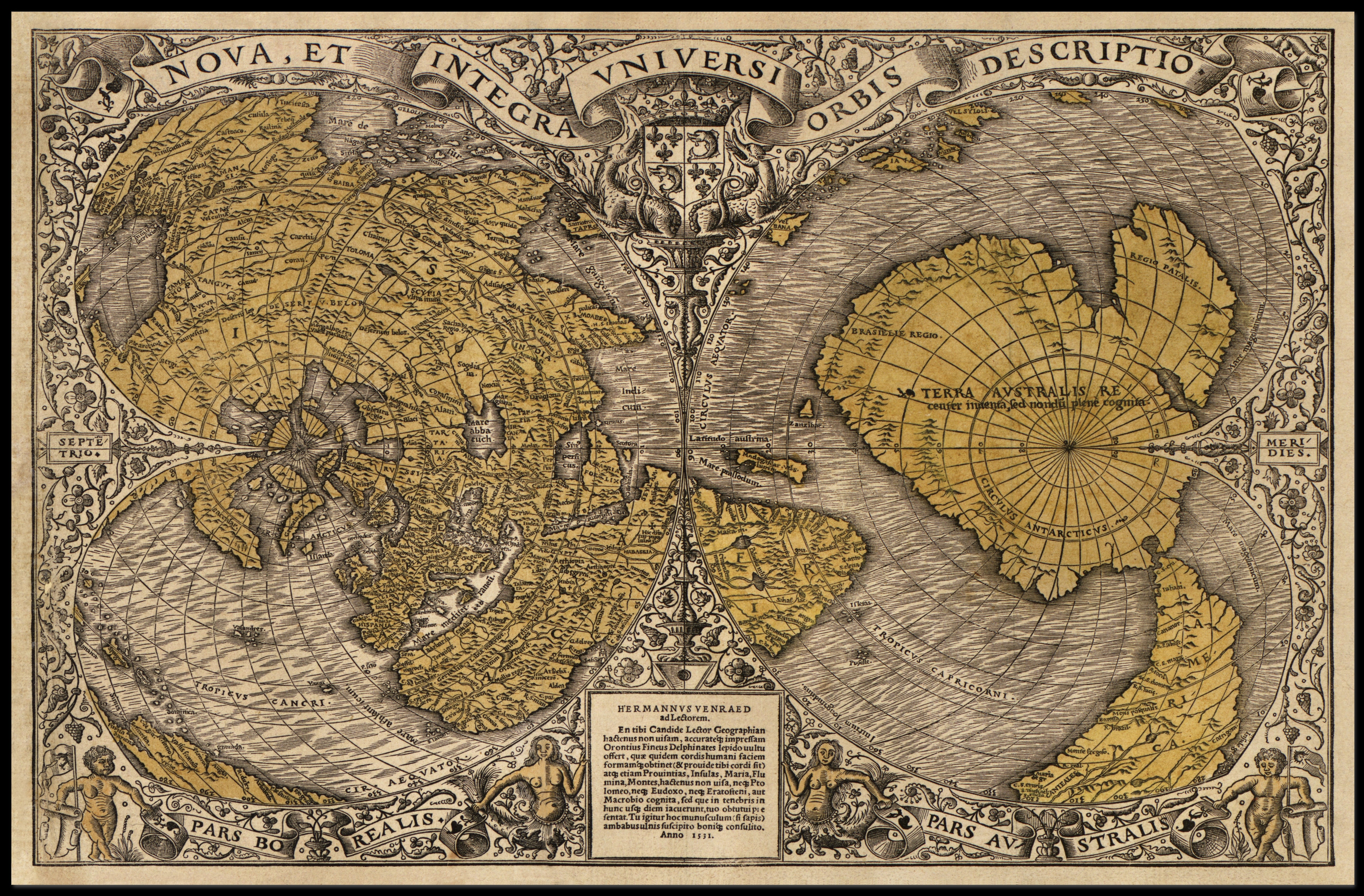 world map created by Oronce Fine in 1531 poster
