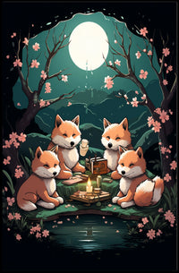 Moonlit Fox Gathering Poster