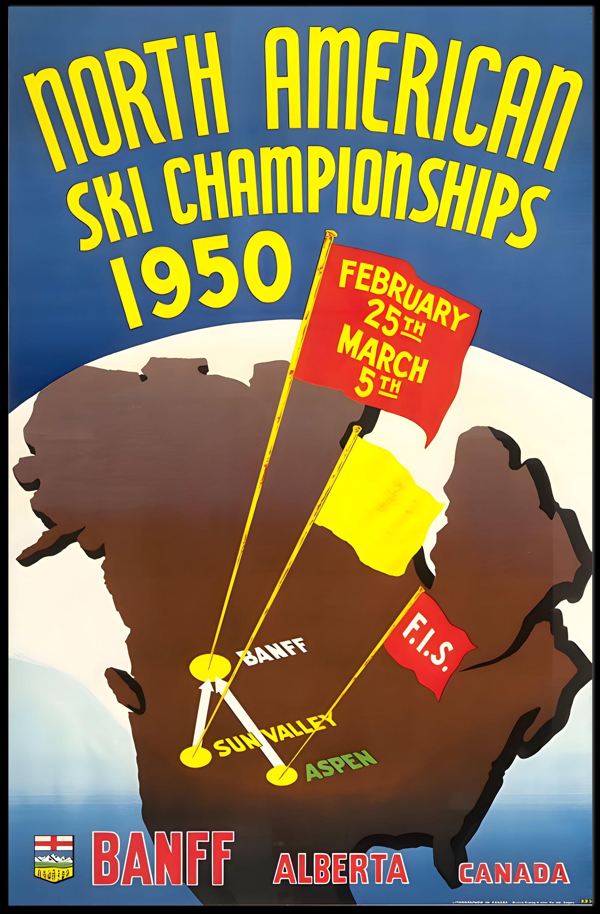 Vintage North American Ski Championships 1950 Sports Poster PosterGoat