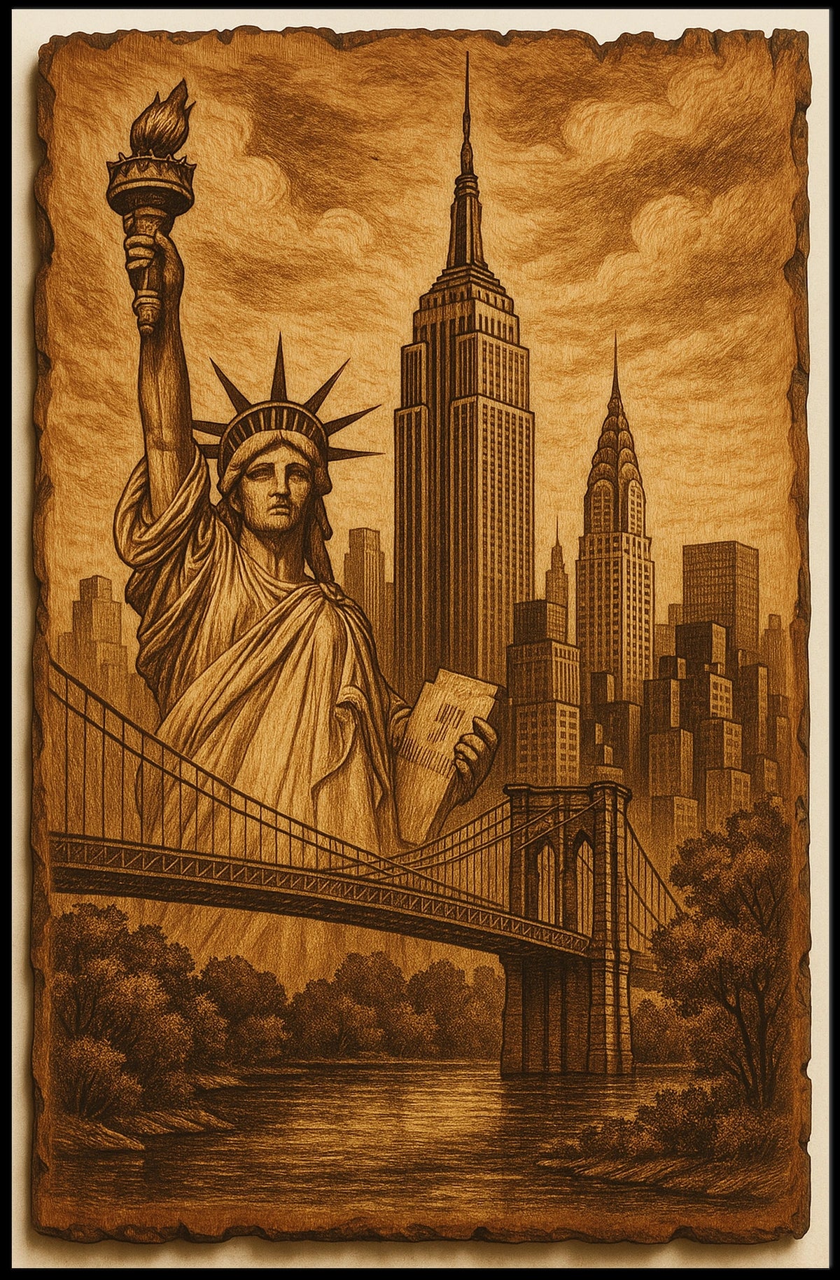 Timeless New York City Landmarks Poster Vintage Wall Art