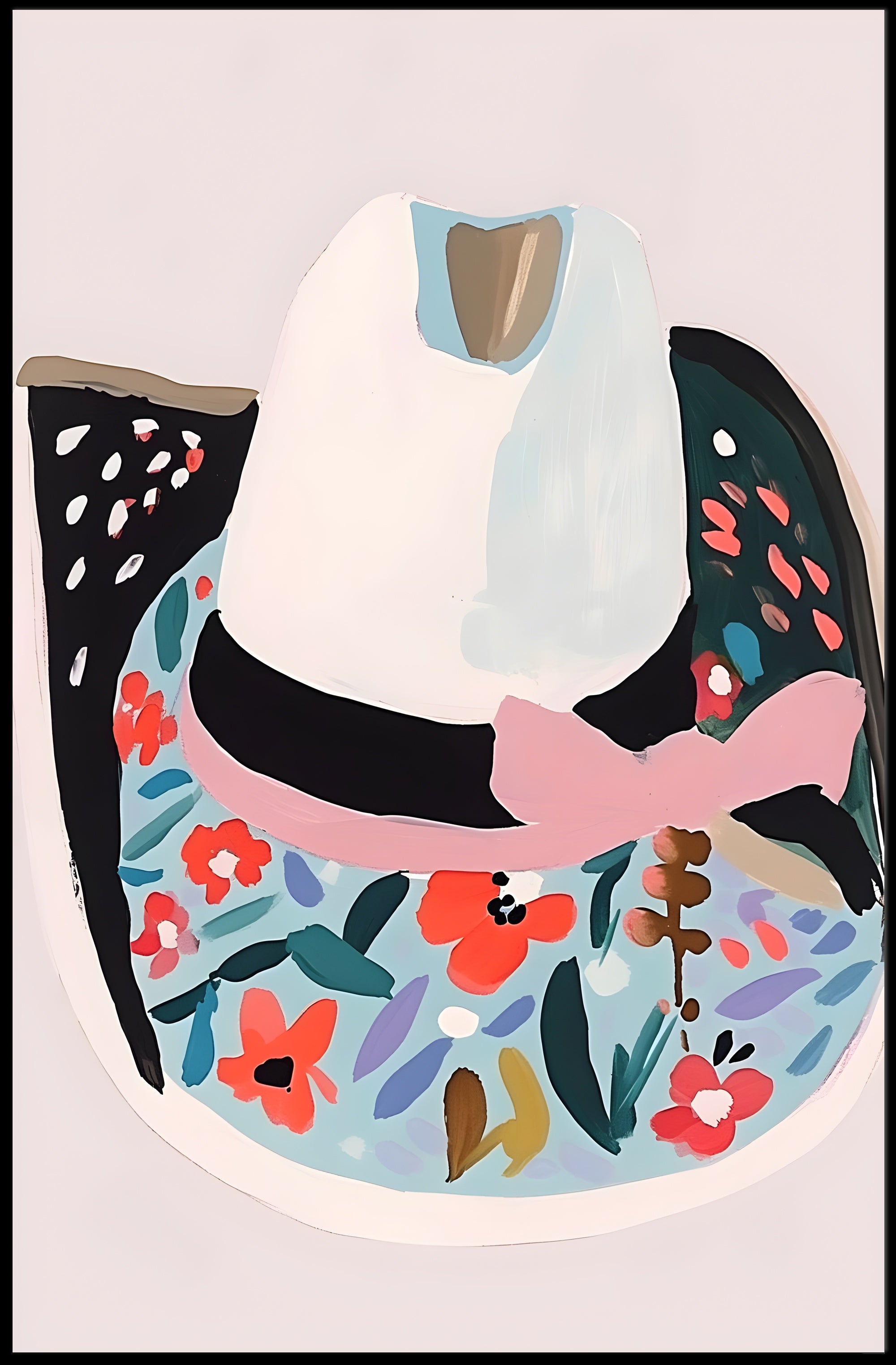 Floral Cowboy Hat Boho Poster Wall Art Print