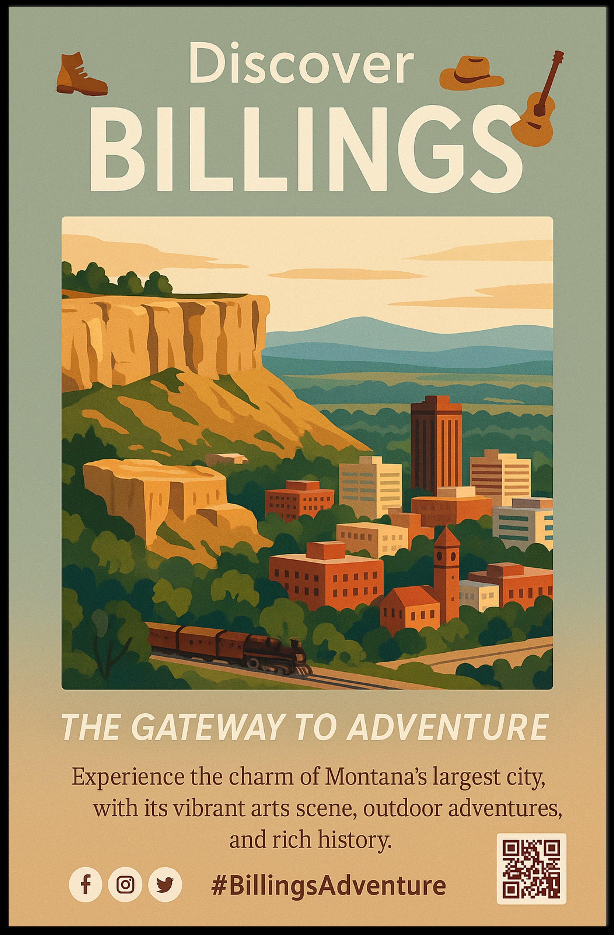 Billings Adventure Travel Poster PosterGoat