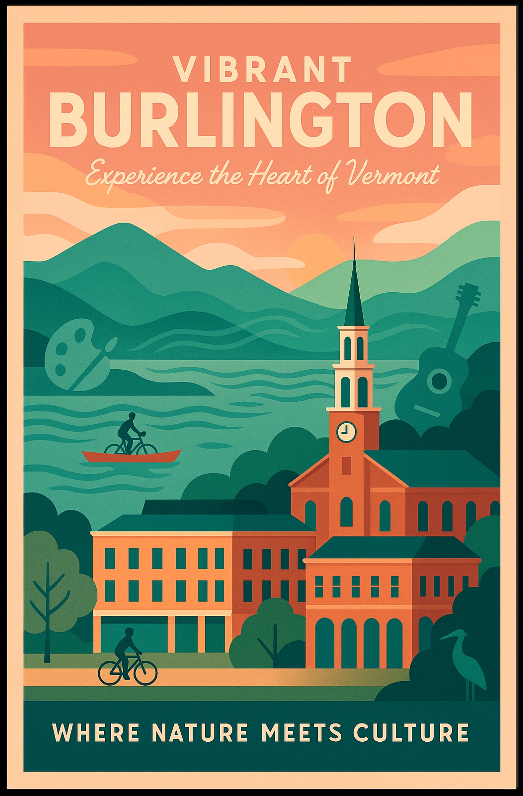 Burlington Vermont Culture and Nature Travel Poster PosterGoat