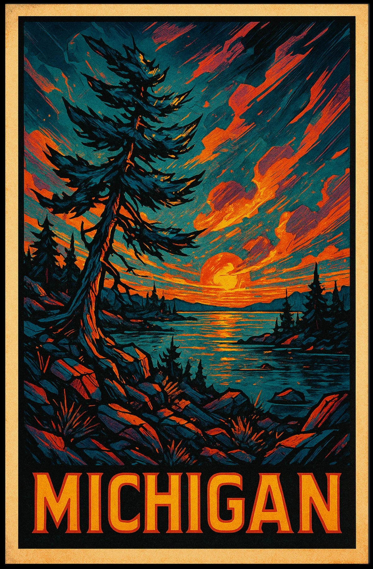 Michigan Sunset Poster