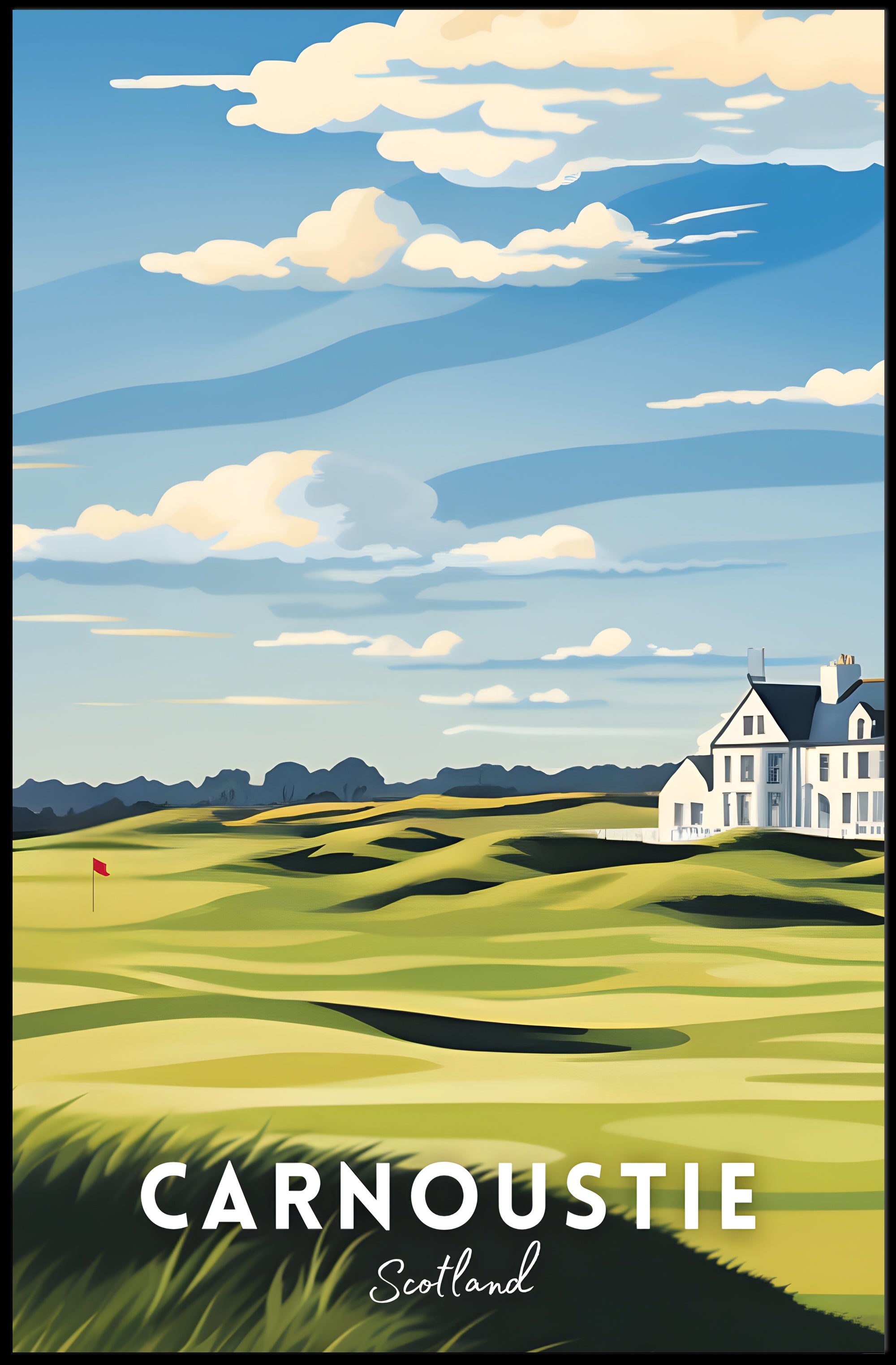 Serene Scottish Golf Course Art: Travel Poster