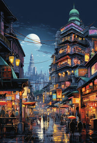 Urban Dreamscape: Futuristic East Asian City Poster