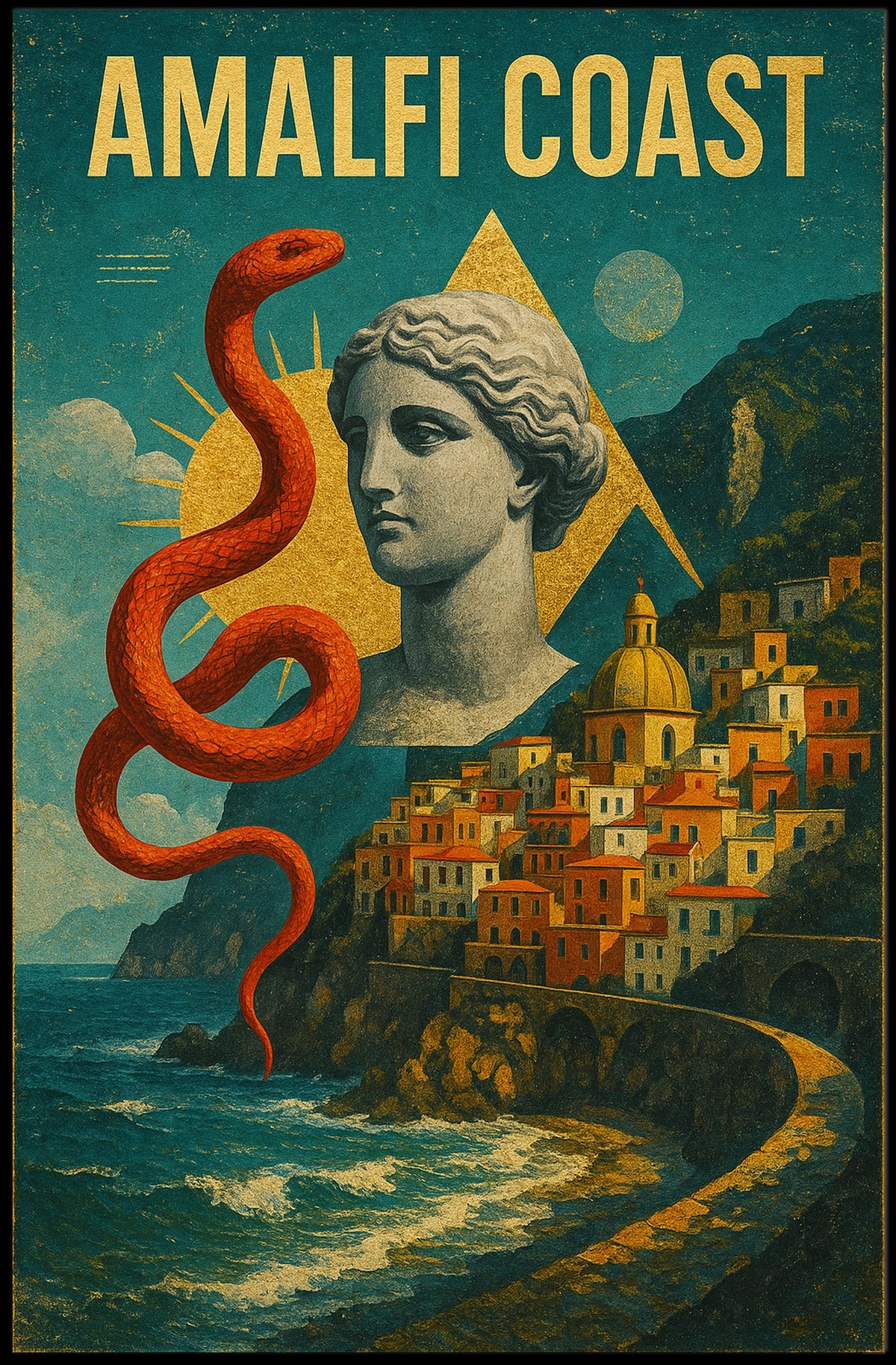 Amalfi Coast Artistic Impression Poster Wall Art Decor