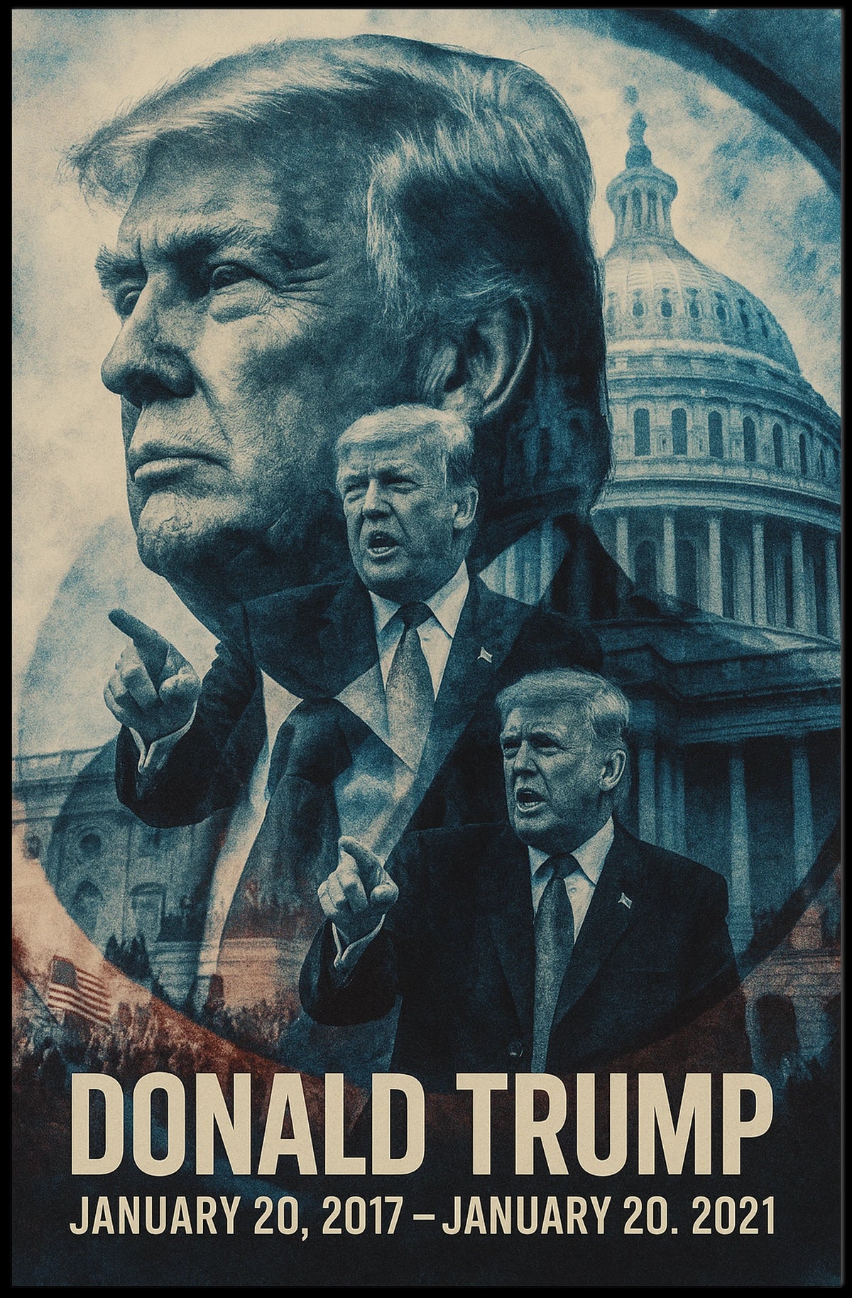 Donald Trump 45th President of the United States Double Exposure Poster