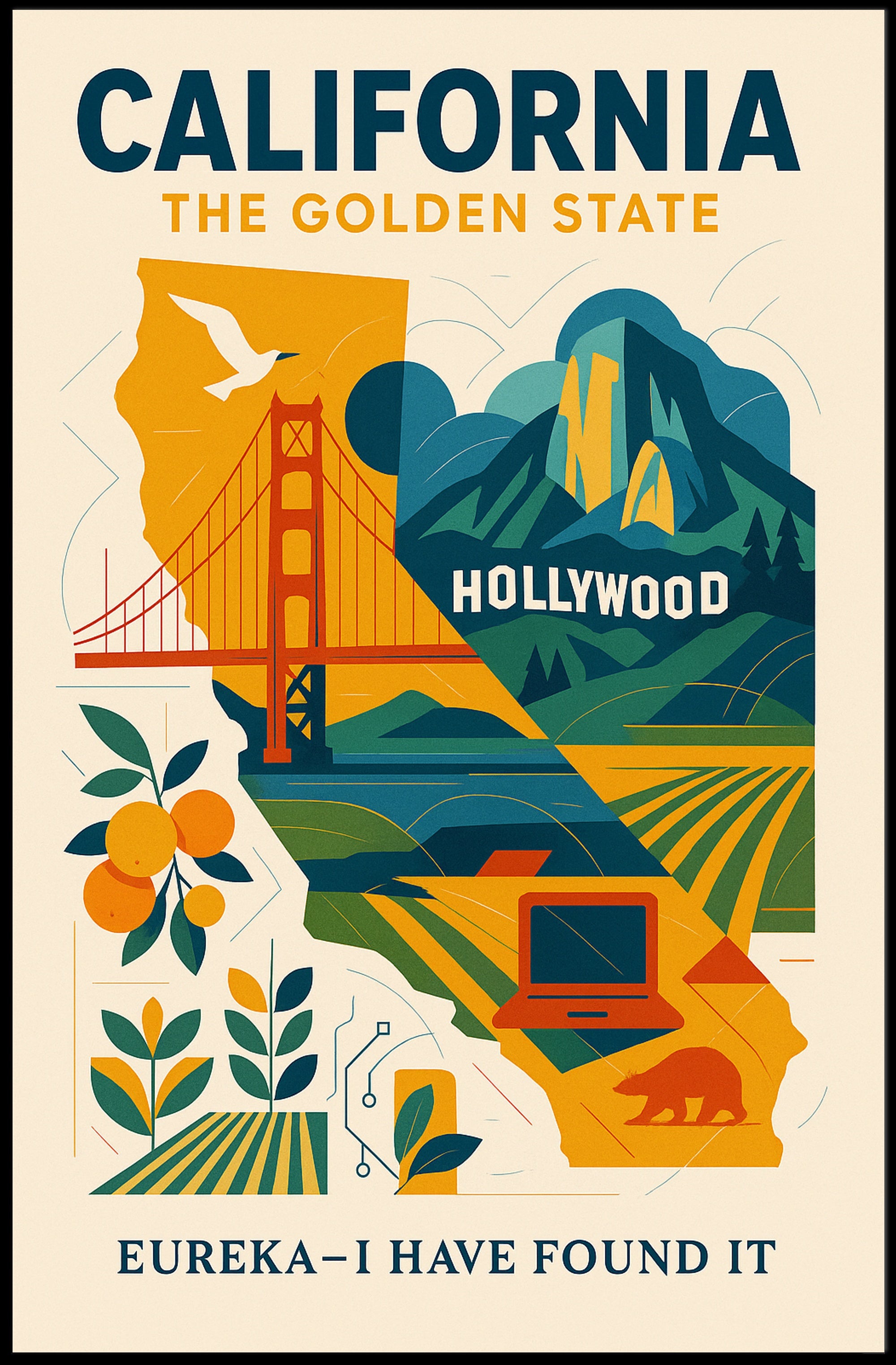 California Icons and Industry: Vintage Travel Poster