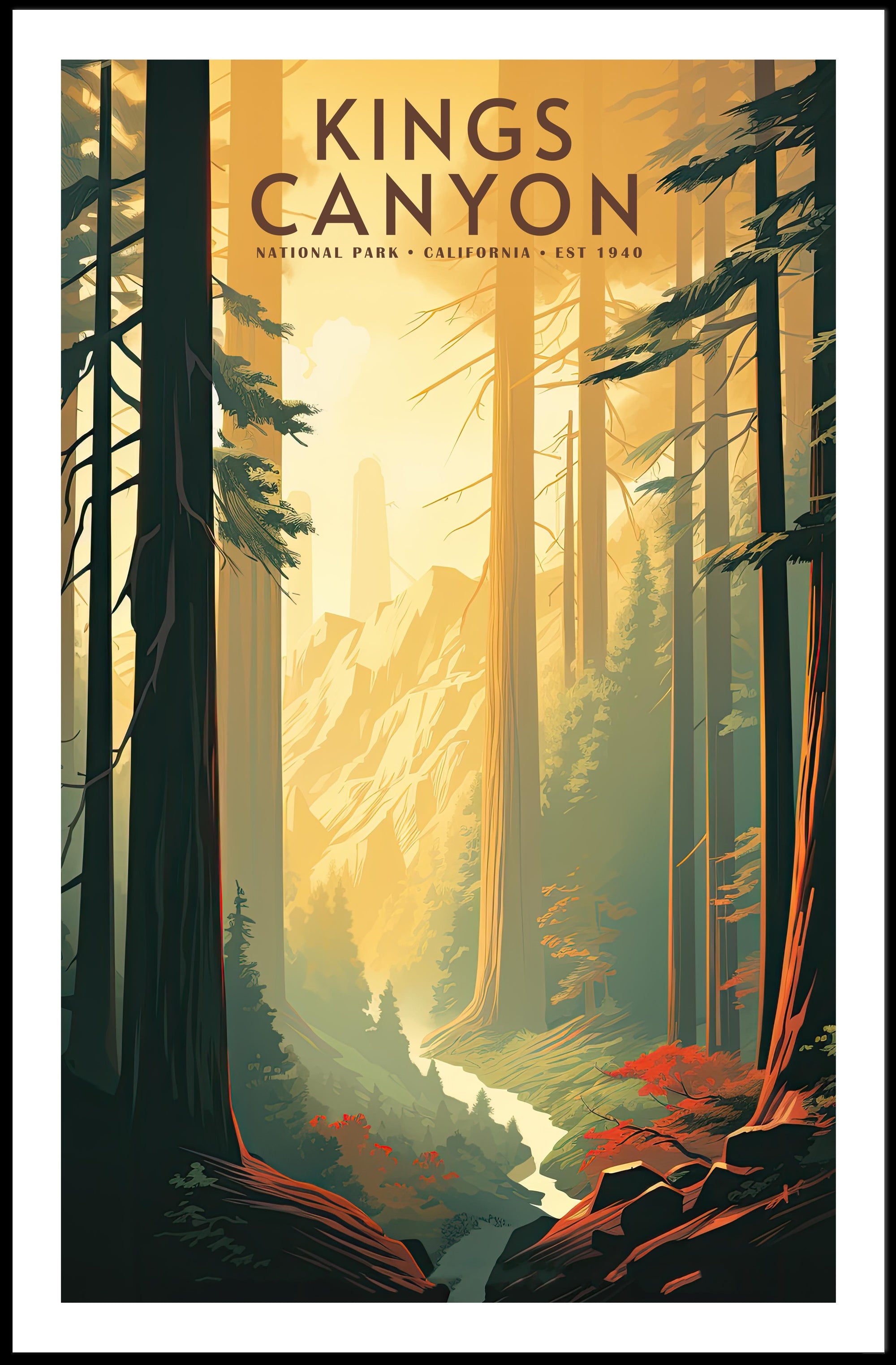 Kings Canyon Scenic Poster Vintage Travel Wall Art